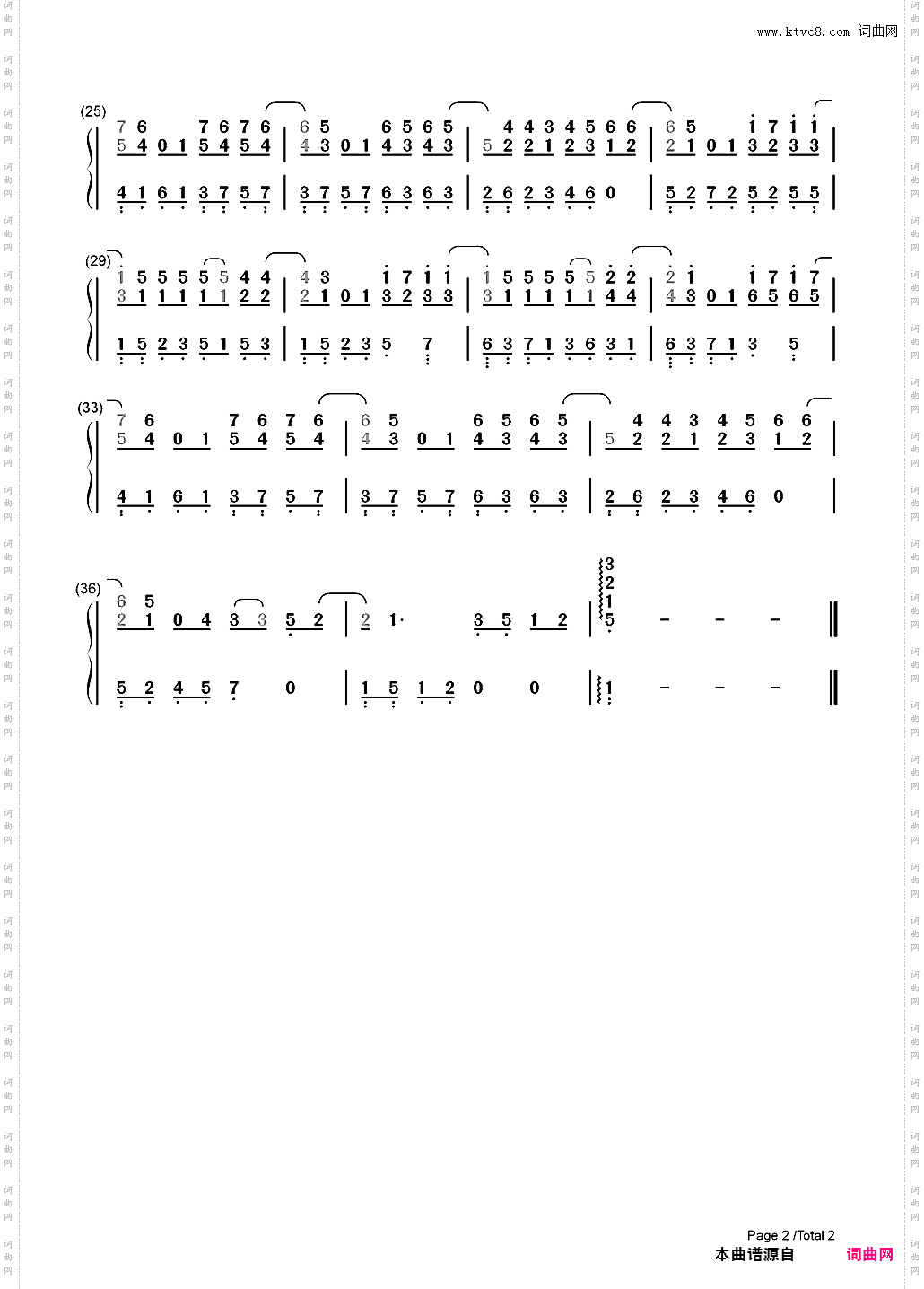 不能说的秘密片尾曲_简谱版
