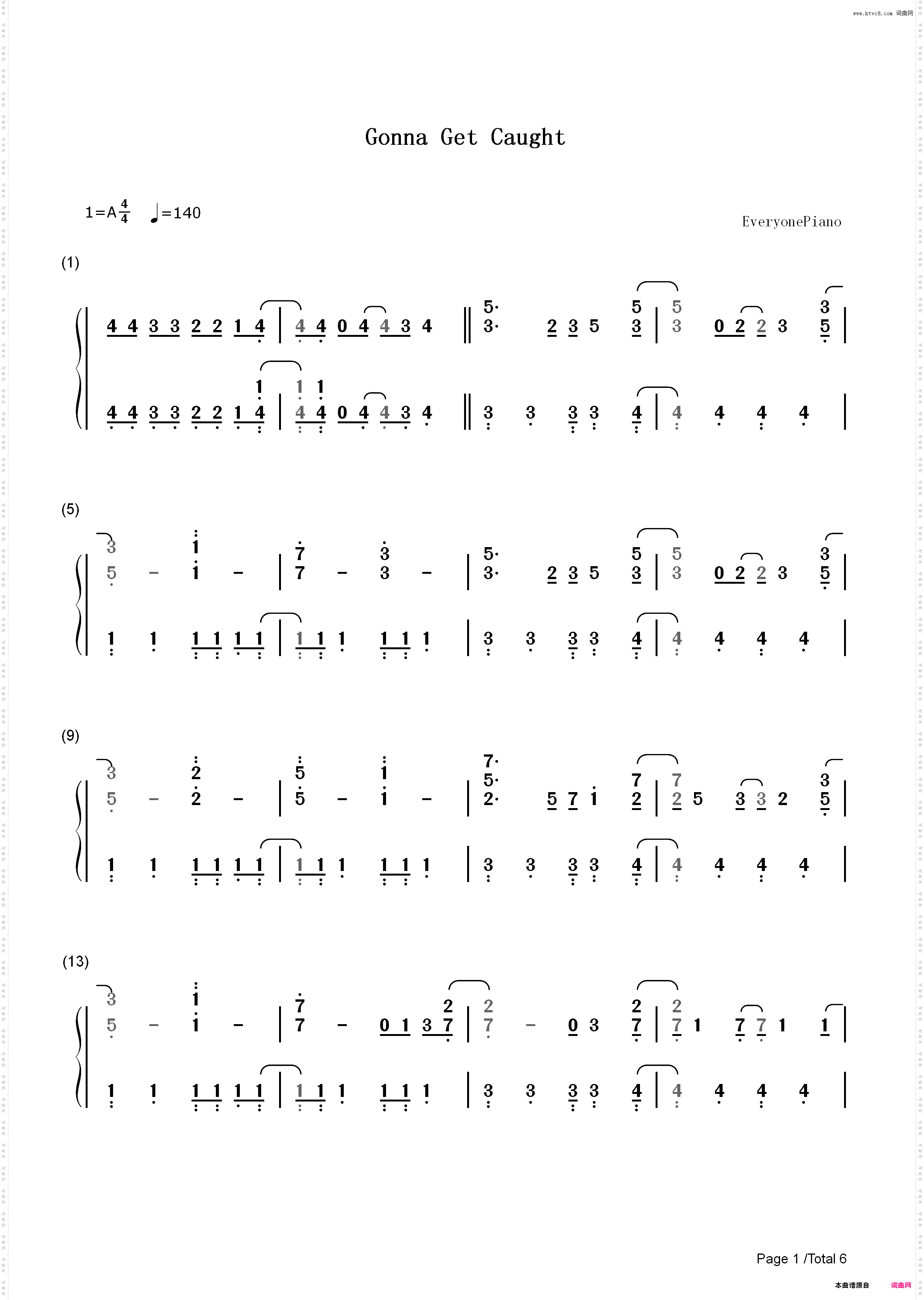 Gonna Get Caught-Demi Lovato_简谱版