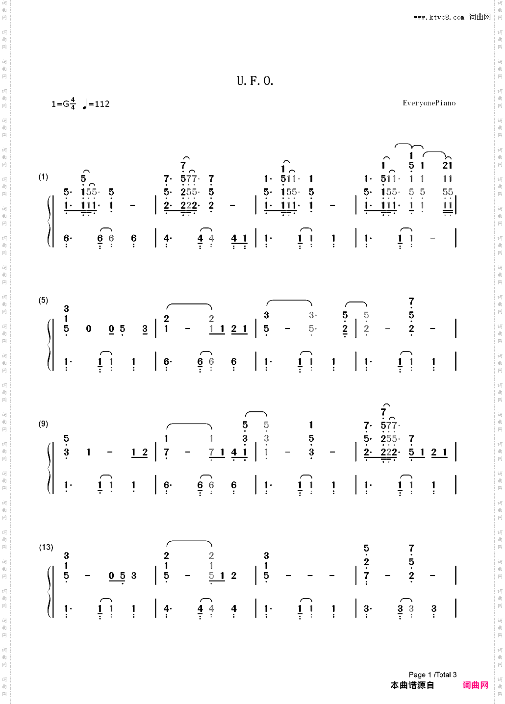 U·F·O·-Coldplay_简谱版