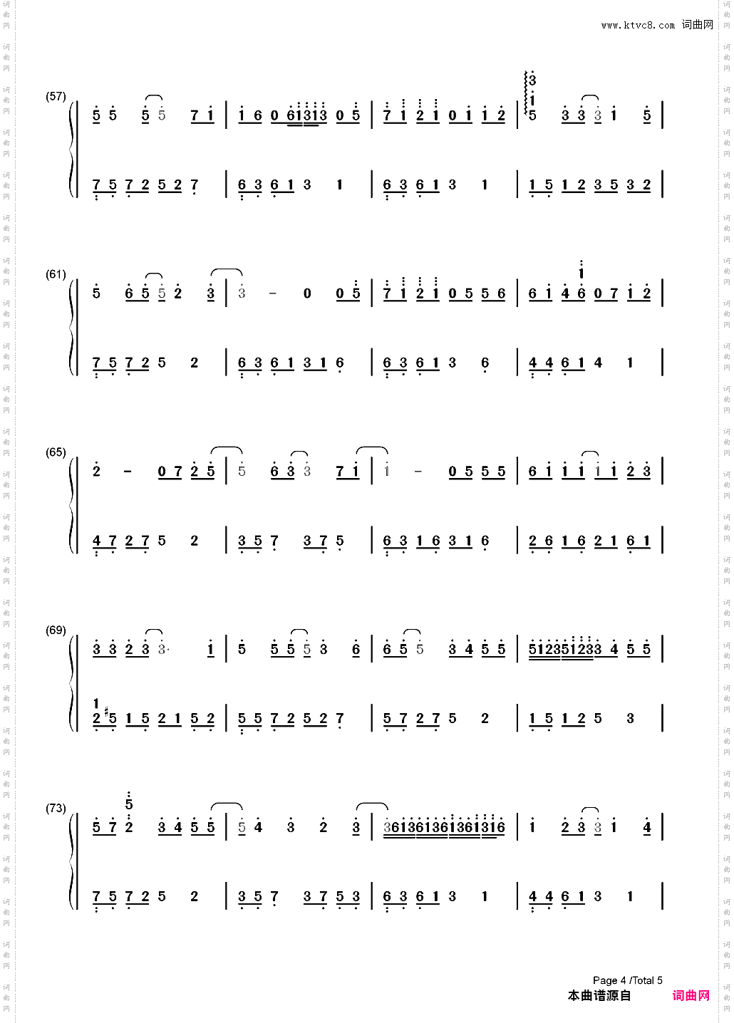 同行-Gun lae gun-暹罗之恋插曲_简谱版