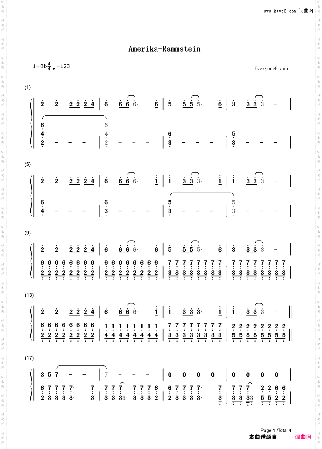Amerika-Rammstein_简谱版