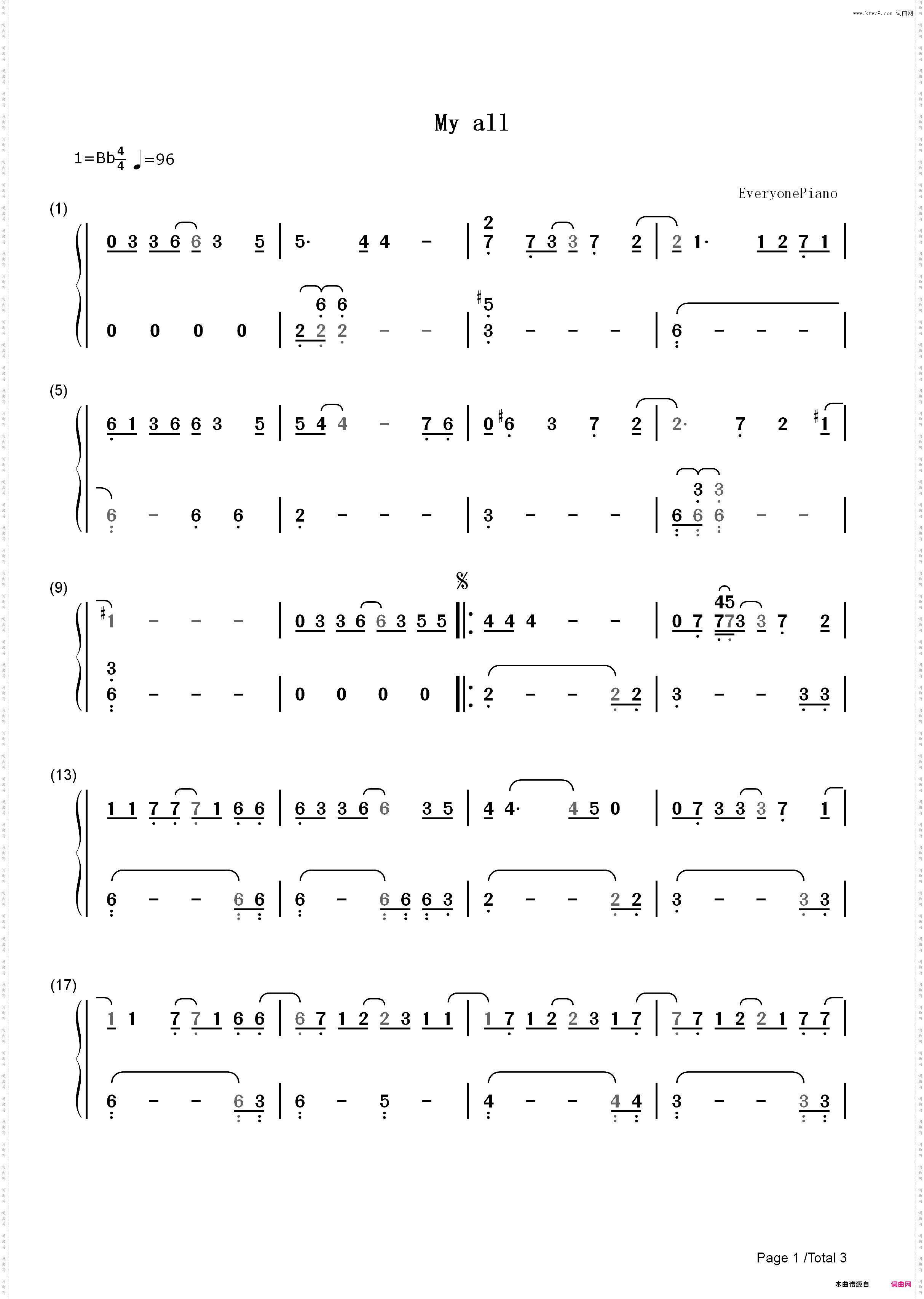 My All-Mariah Carey_简谱版