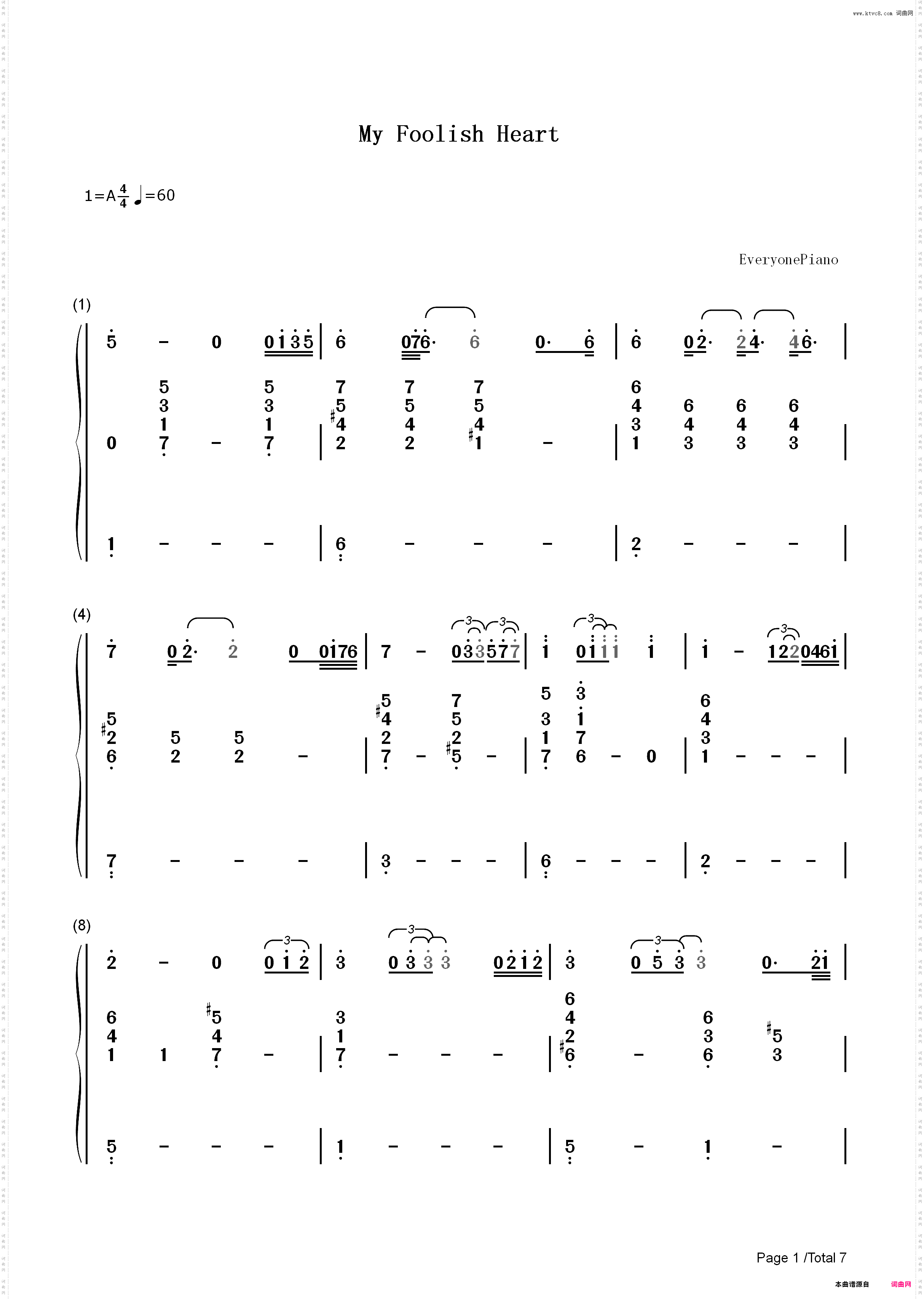 My Foolish Heart-Bill Evans_简谱版