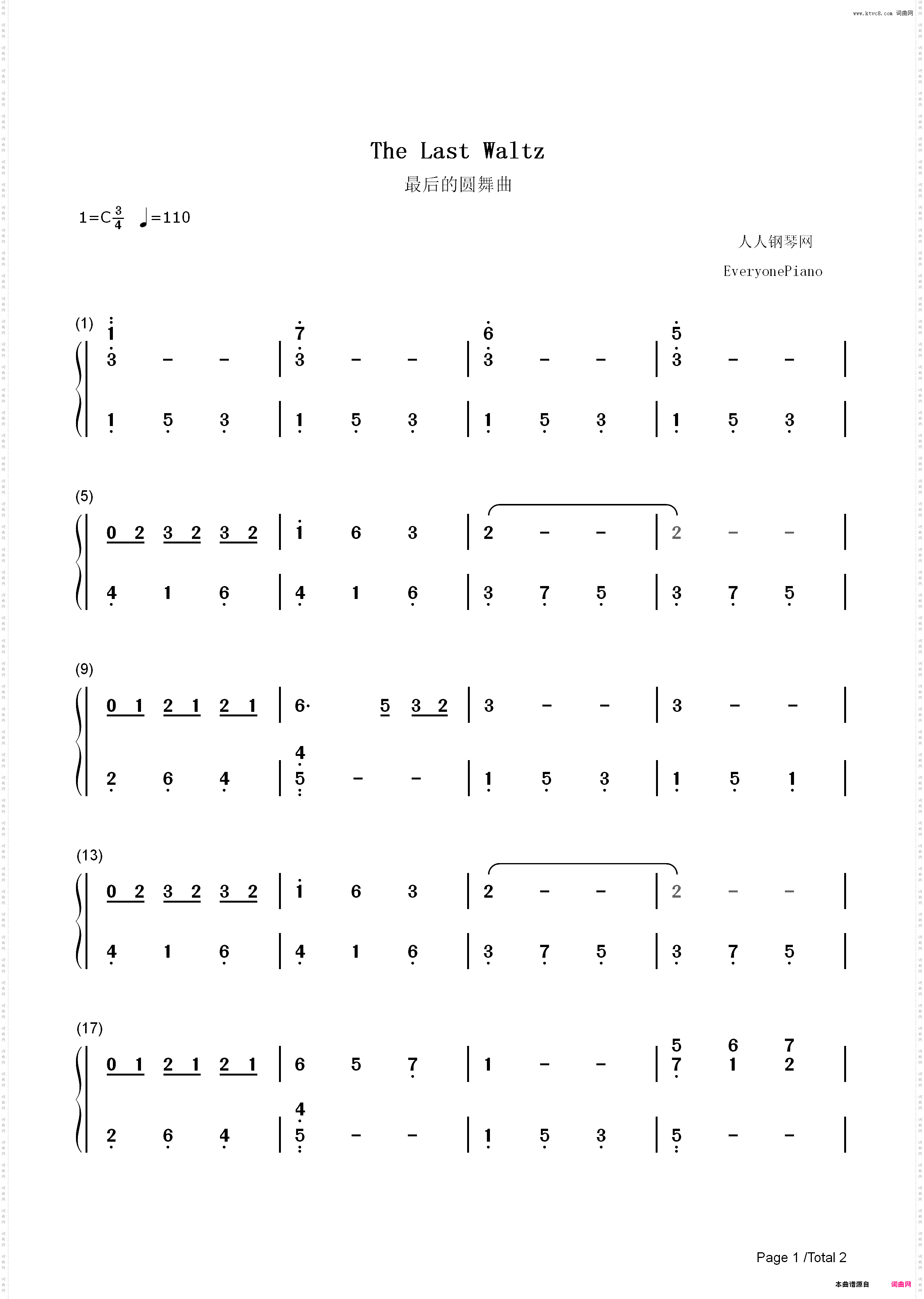The Last Waltz-最后的圆舞曲_简谱版