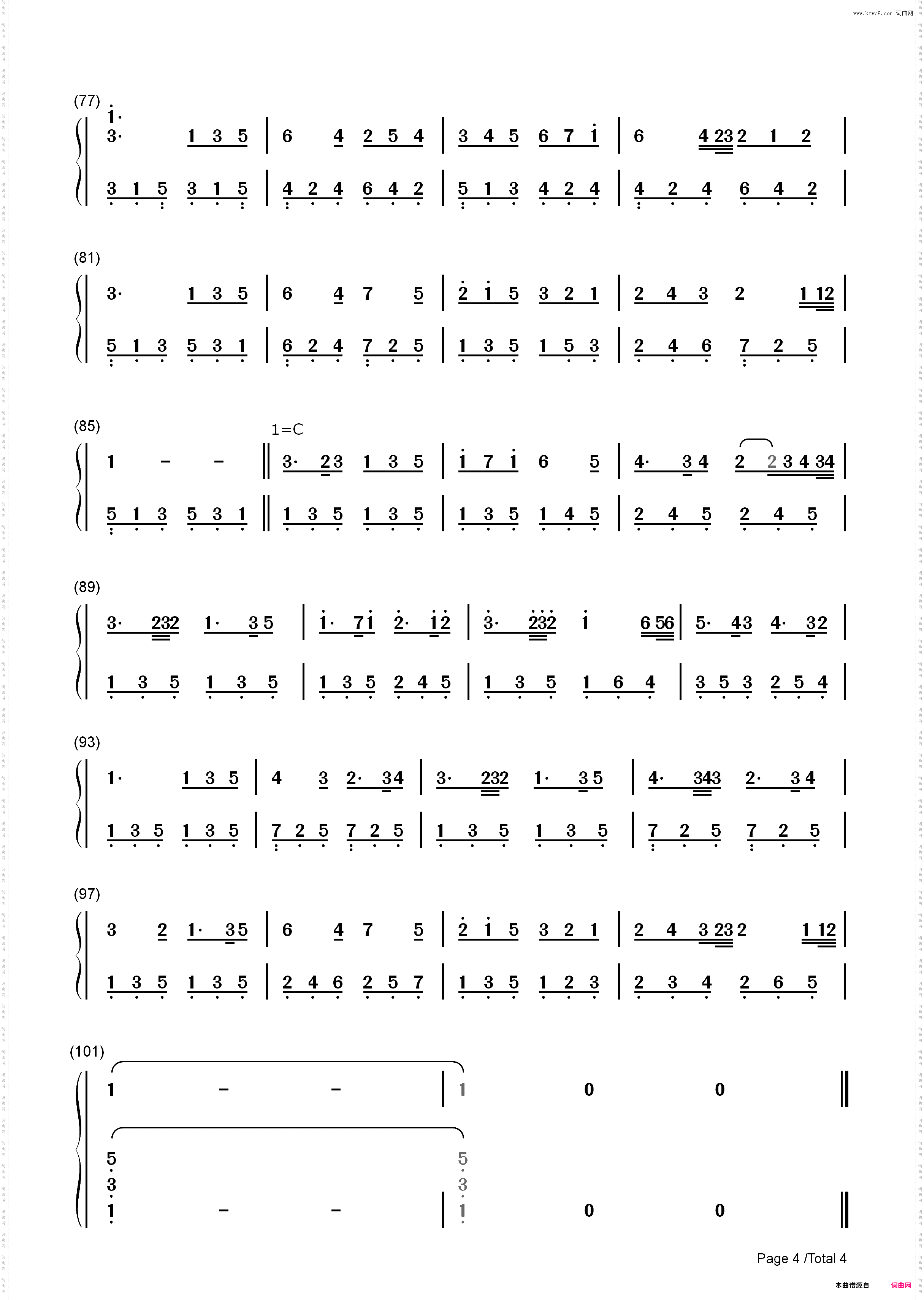 荆棘鸟主题曲-The Thorn Birds_简谱版