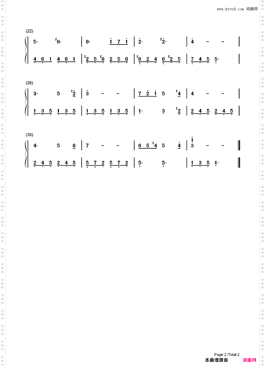 Somewhere My Love-情归何处-Laras Theme_简谱版
