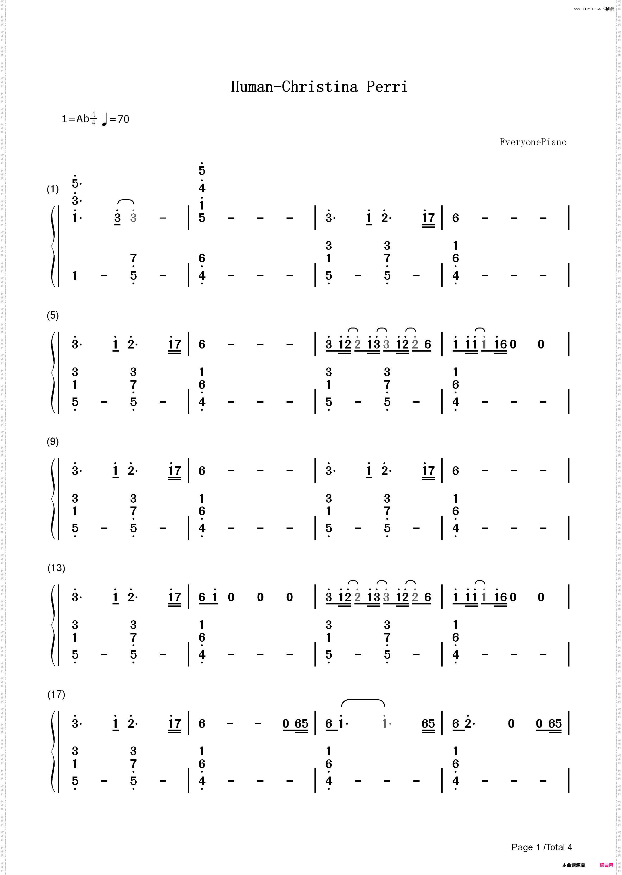 Human-Christina Perri_简谱版