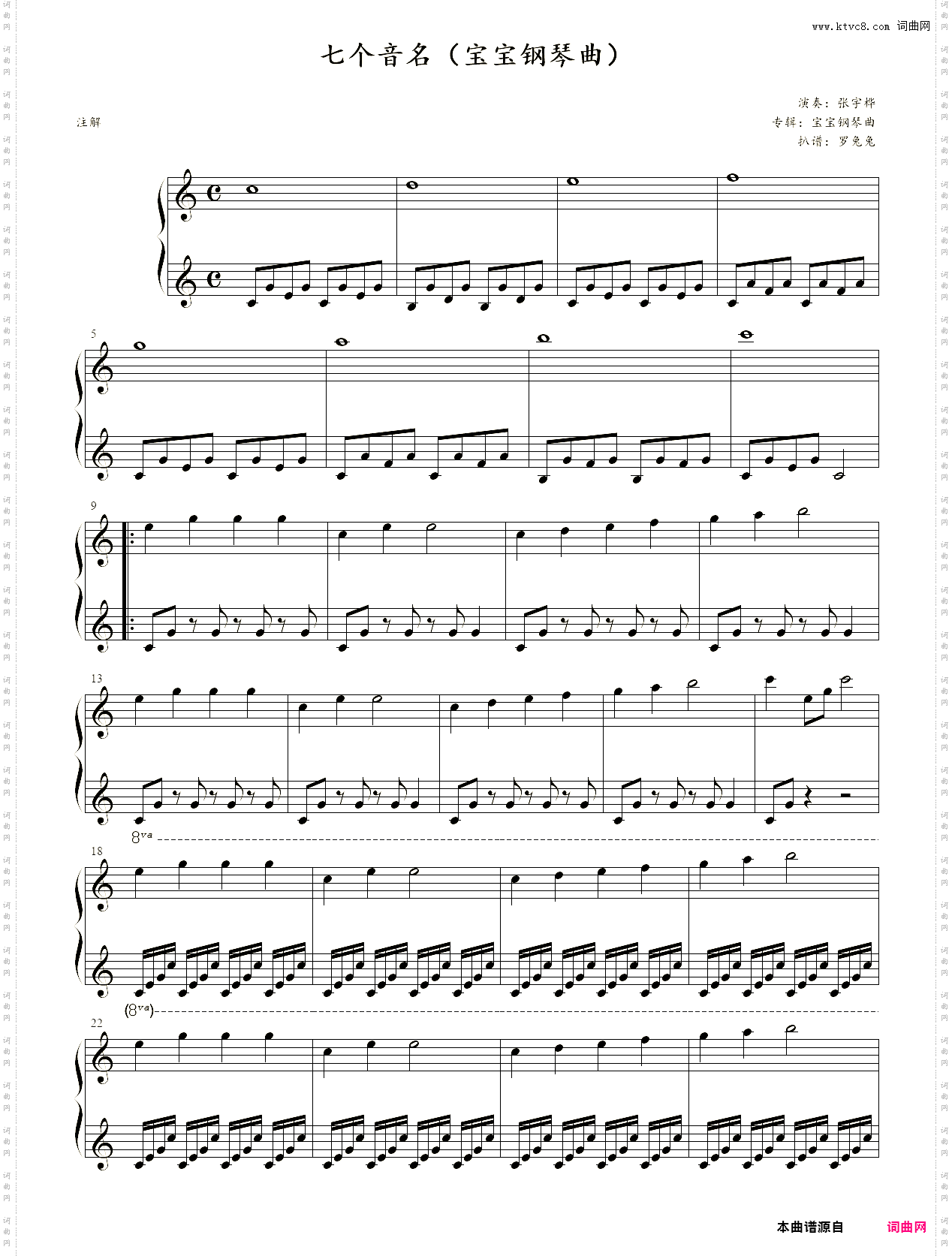 七个音名宝宝钢琴曲