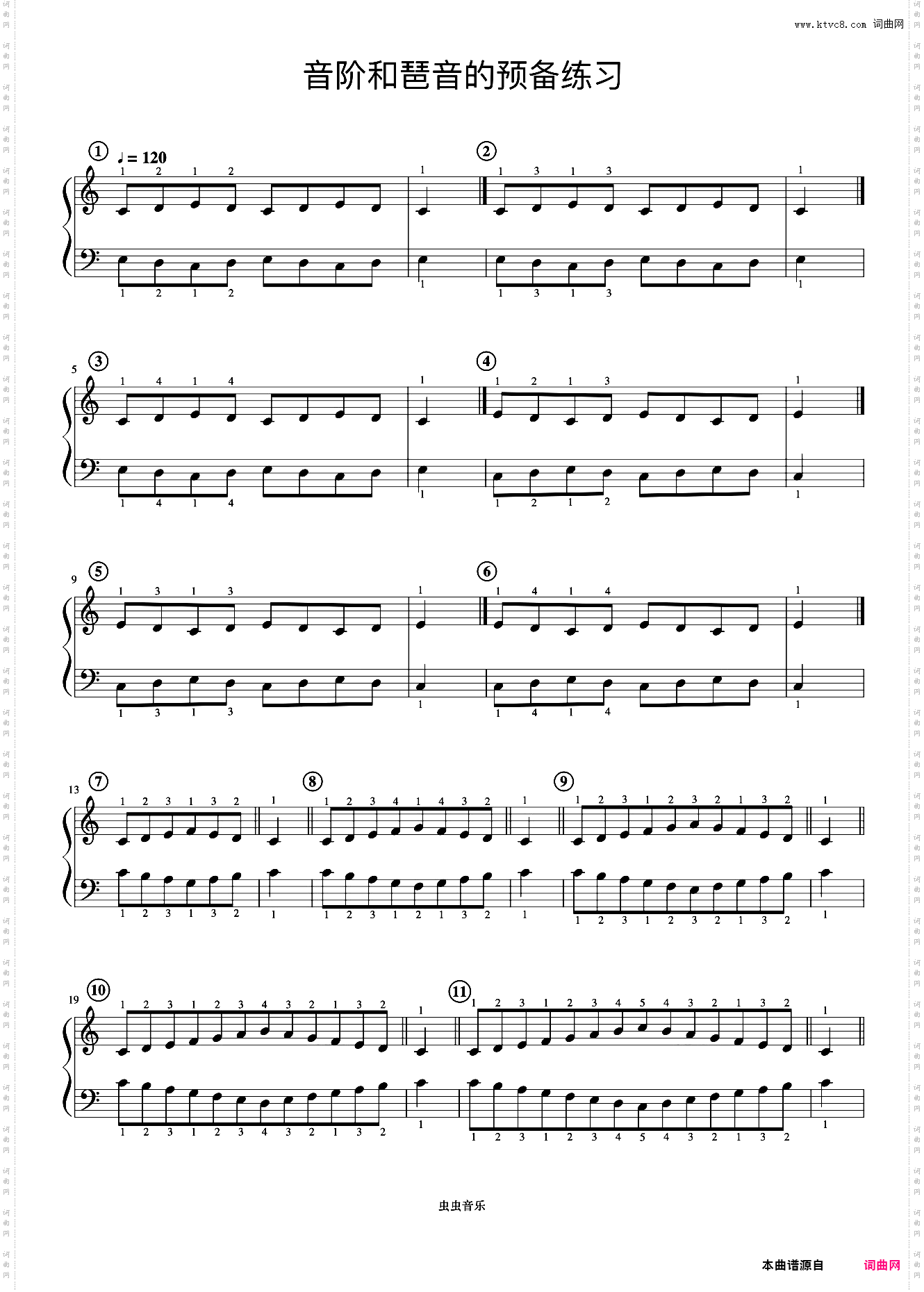 音阶和琶音的预备练习《什密特钢琴手指练习》