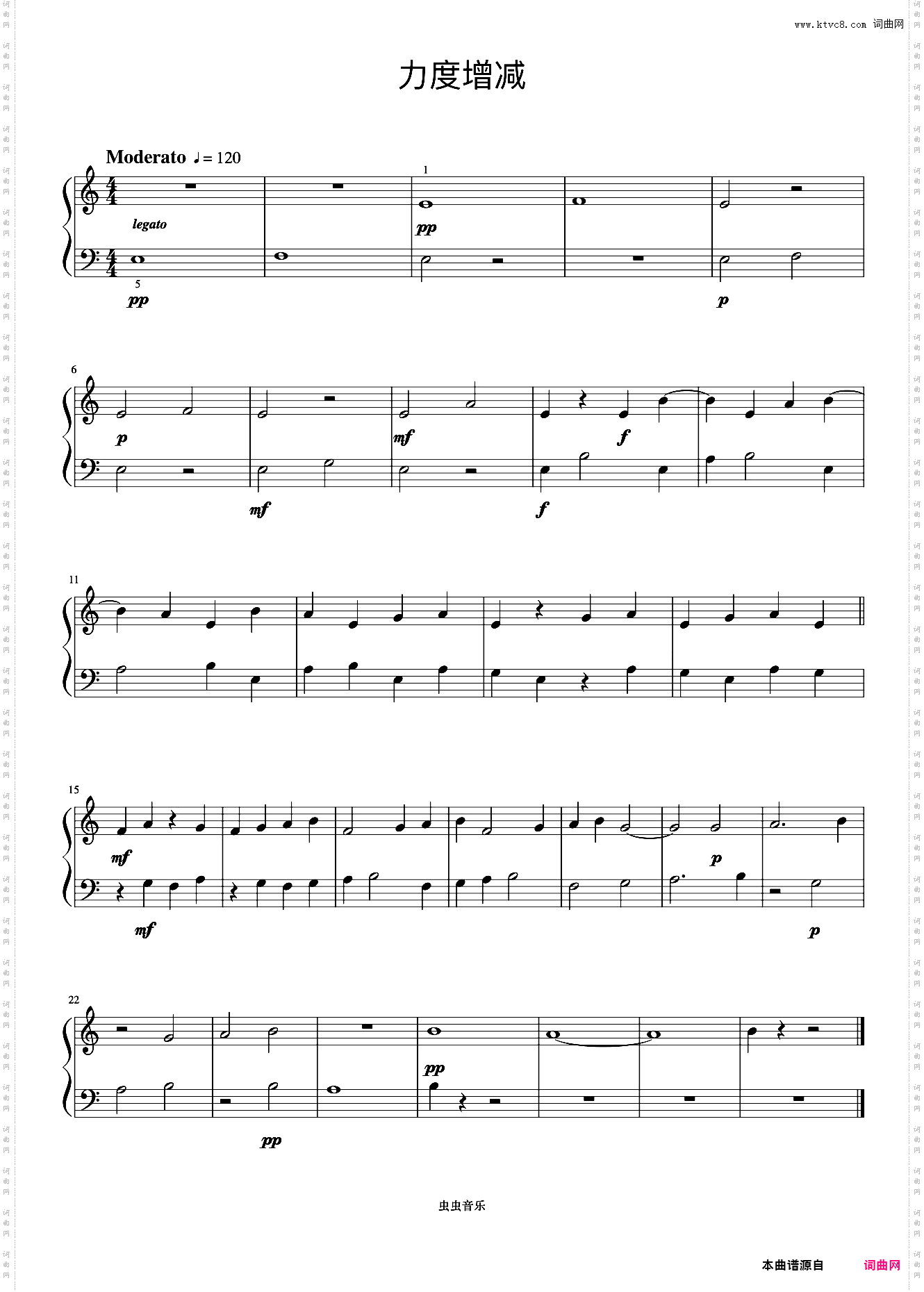 力度增减《巴托克小宇宙钢琴教程2》