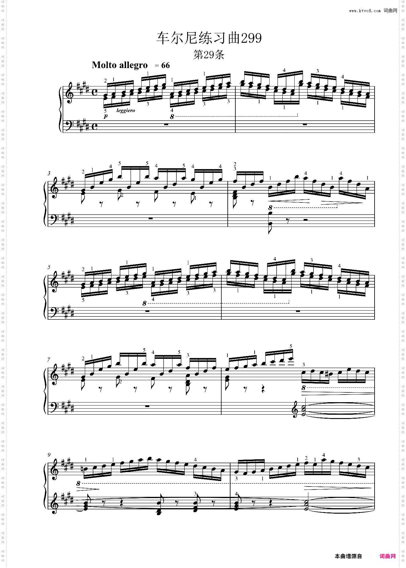 车尔尼299，No29