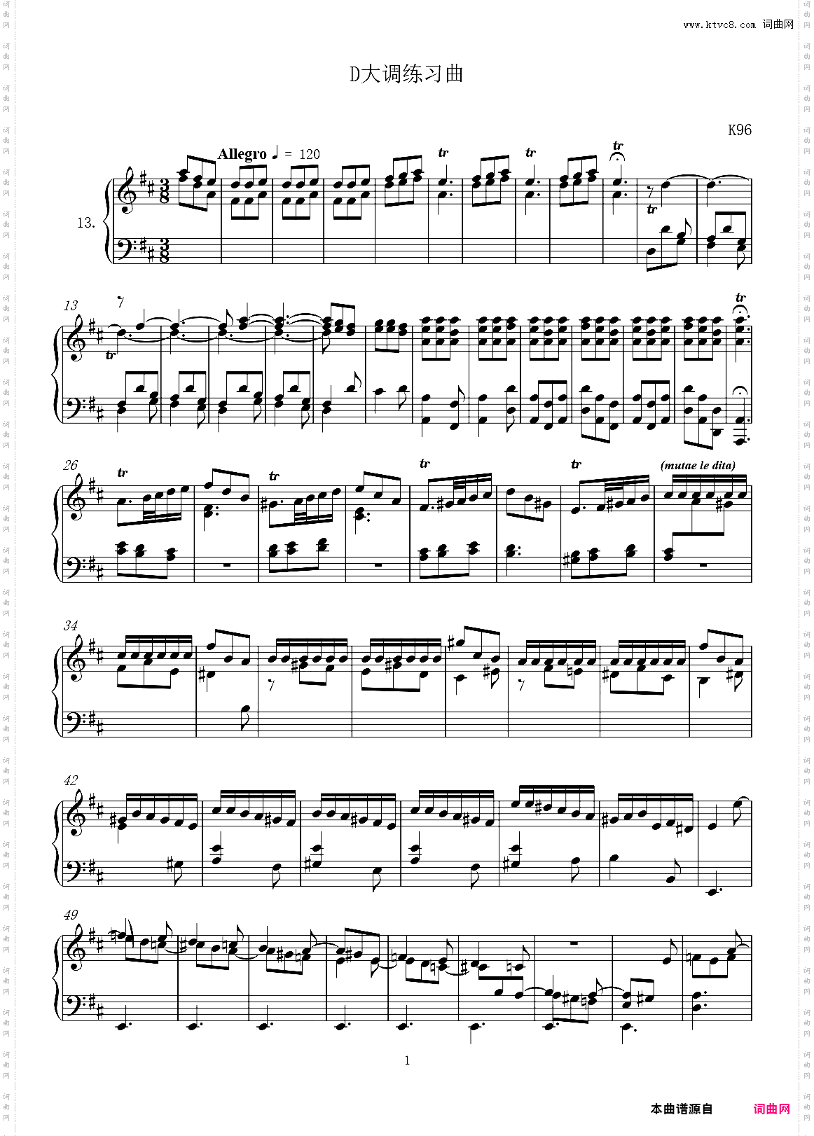 第13首D大调练习曲