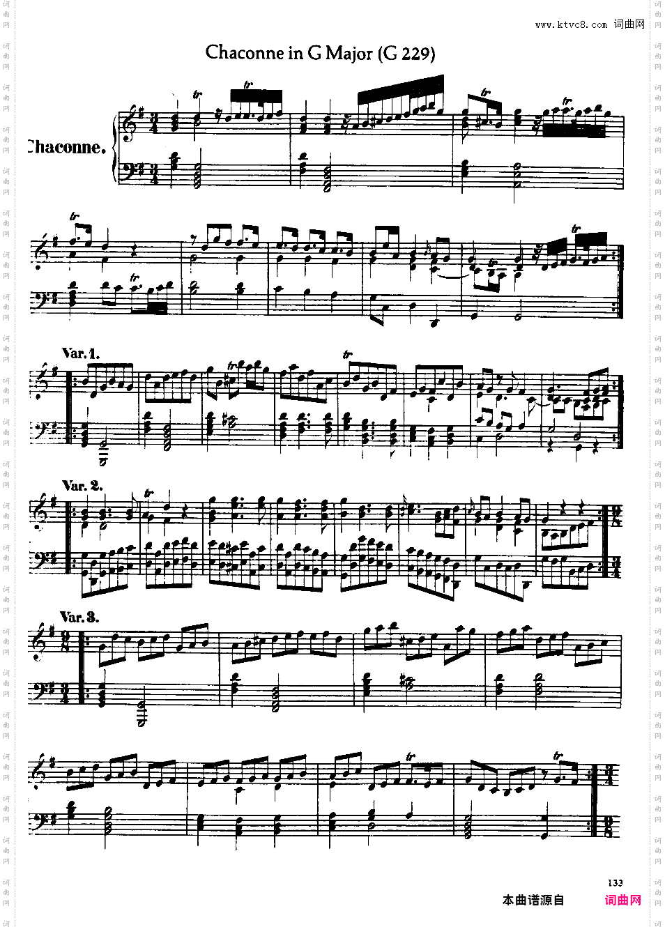 G大调恰空 Chaconne in G Major G·229