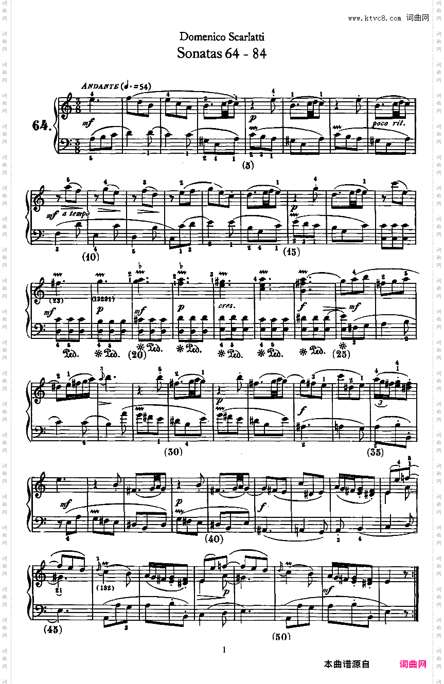 500首钢琴奏鸣曲共33册Scarlatti Sonatas 064-084