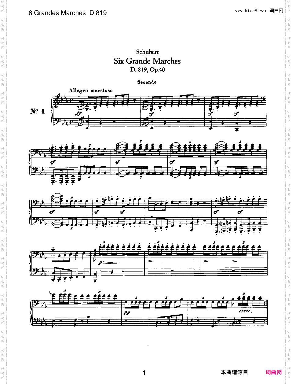 6首大型进行曲 Six Grand Marches D·819 - 四手联弹