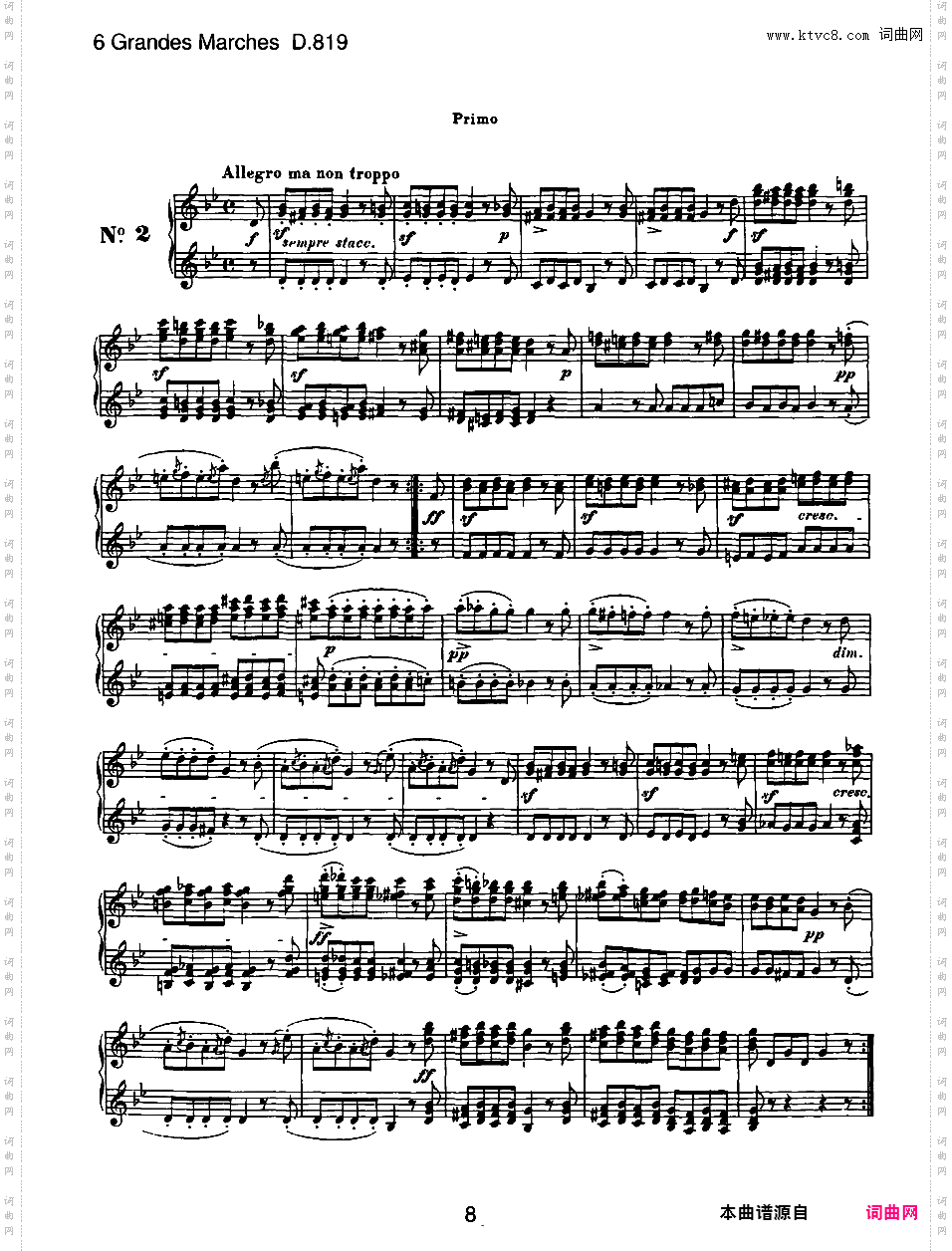6首大型进行曲 Six Grand Marches D·819 - 四手联弹