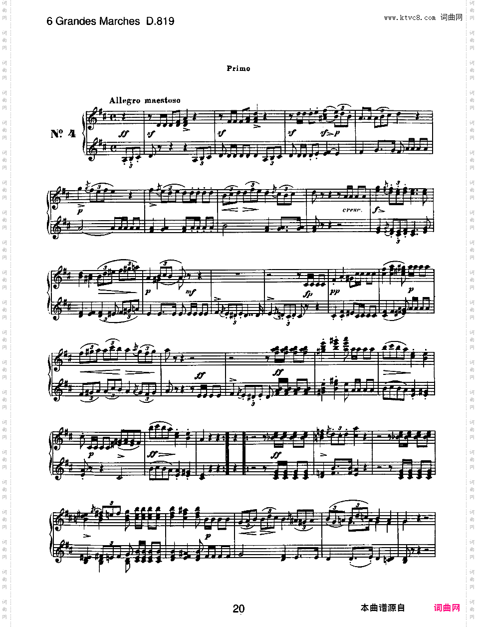 6首大型进行曲 Six Grand Marches D·819 - 四手联弹