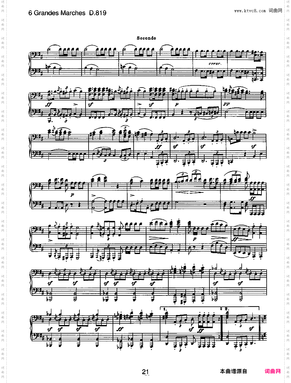 6首大型进行曲 Six Grand Marches D·819 - 四手联弹