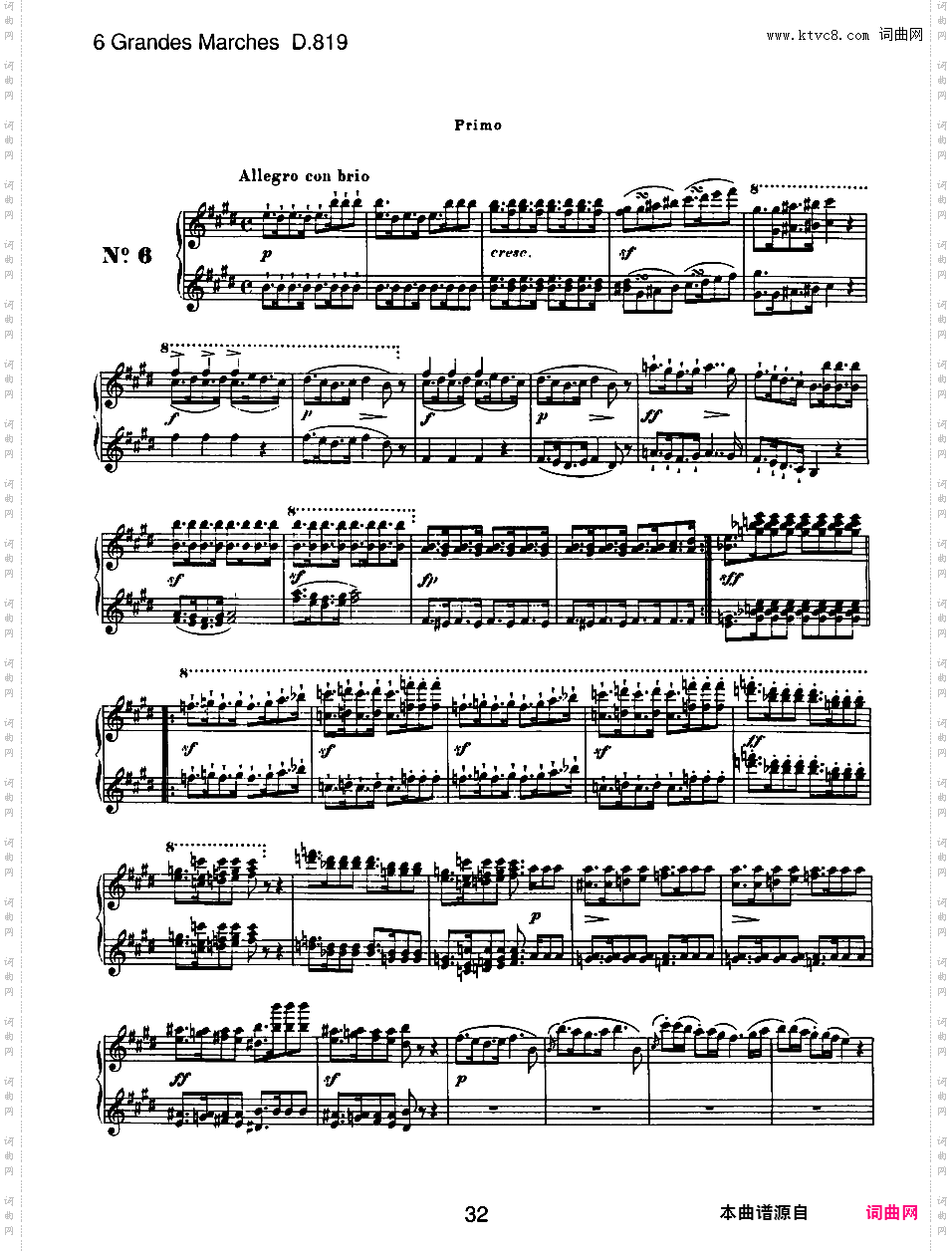 6首大型进行曲 Six Grand Marches D·819 - 四手联弹