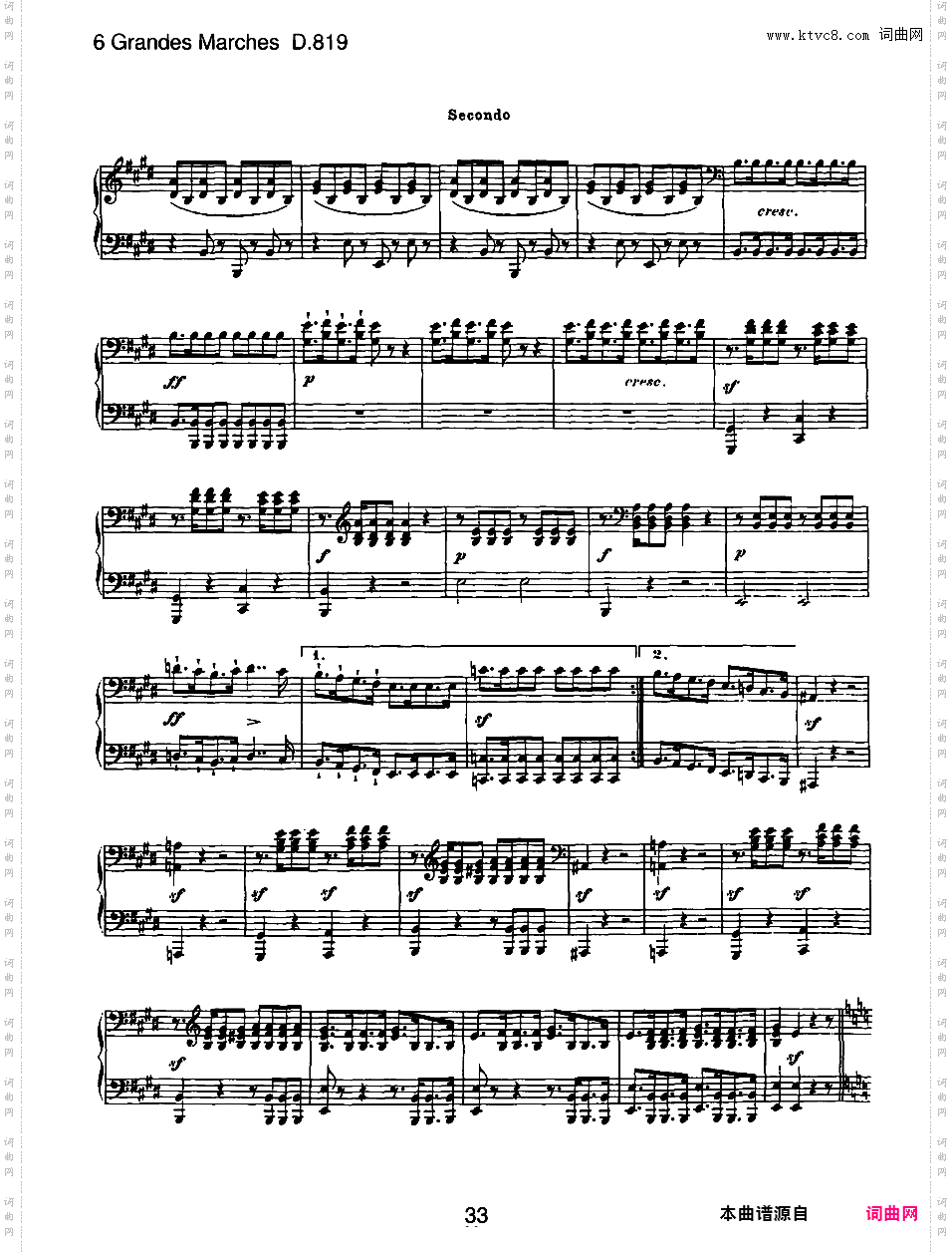 6首大型进行曲 Six Grand Marches D·819 - 四手联弹