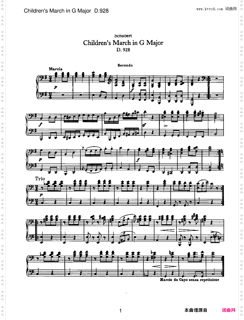 孩子们的进行曲 Children's March in G Major D·928 - 四手联弹