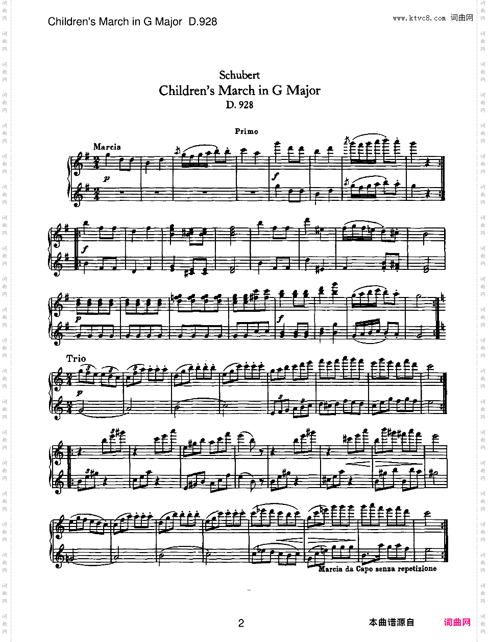孩子们的进行曲 Children's March in G Major D·928 - 四手联弹