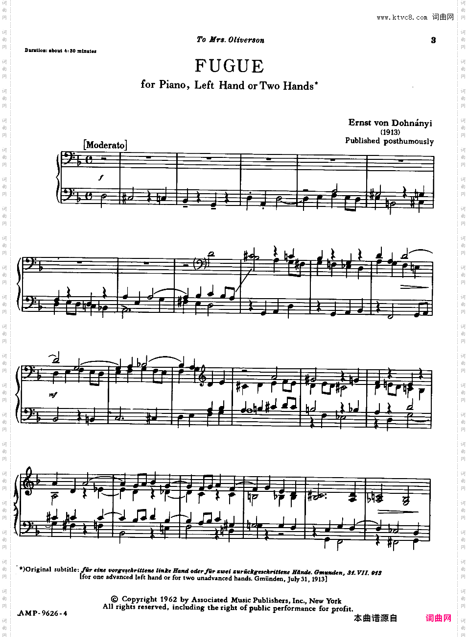 为左手而做的赋格 Fugue for the left hand only