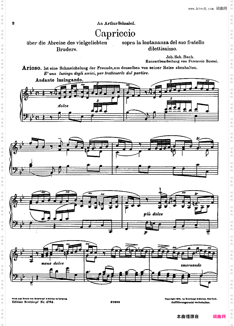 ------改编巴赫作品集------Bach-Busoni Capriccio on the departure of a brother