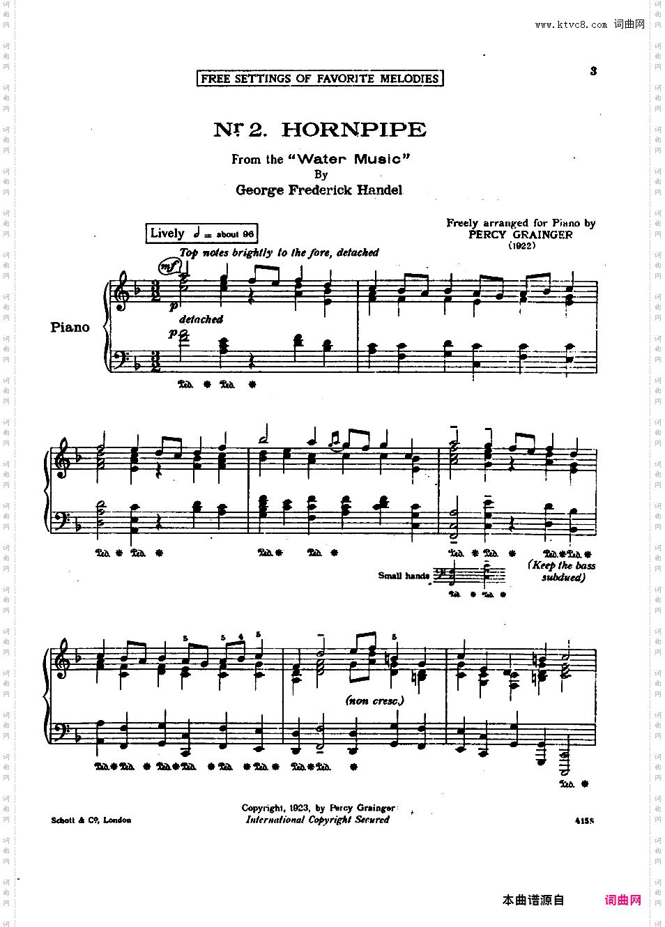 改编亨德尔Handel-GraingerHandel-Grainger 1922 Hornpipe