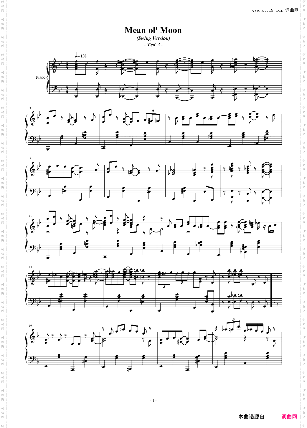 【泰迪熊2】 Mean Ol’ Moon Swing Version
