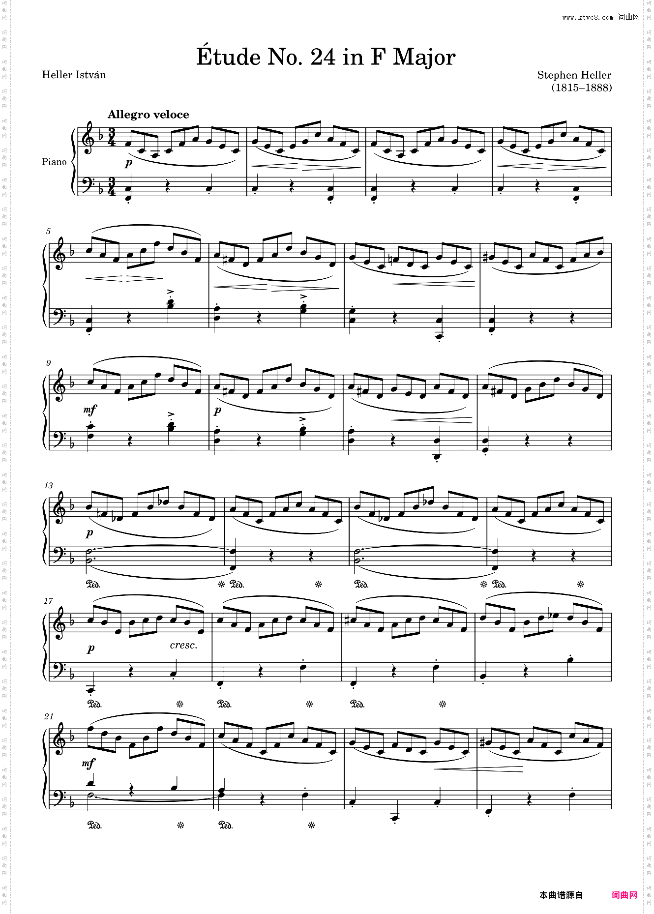 E?tude Opus 45 No· 24 in F Major – Heller