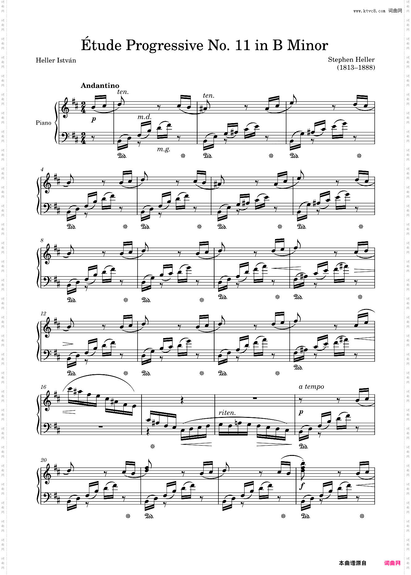 étude Progressive Opus 46 No· 11 in B Minor – Heller