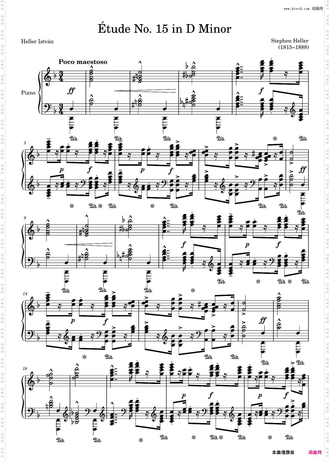 E?tude Opus 45 No· 15 in D Minor – Heller