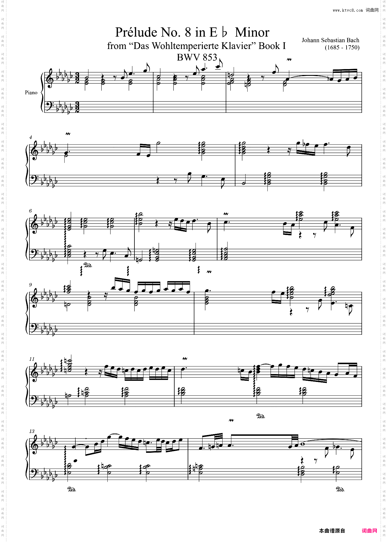 Prélude No· 8 BWV 853 in E? Minor
