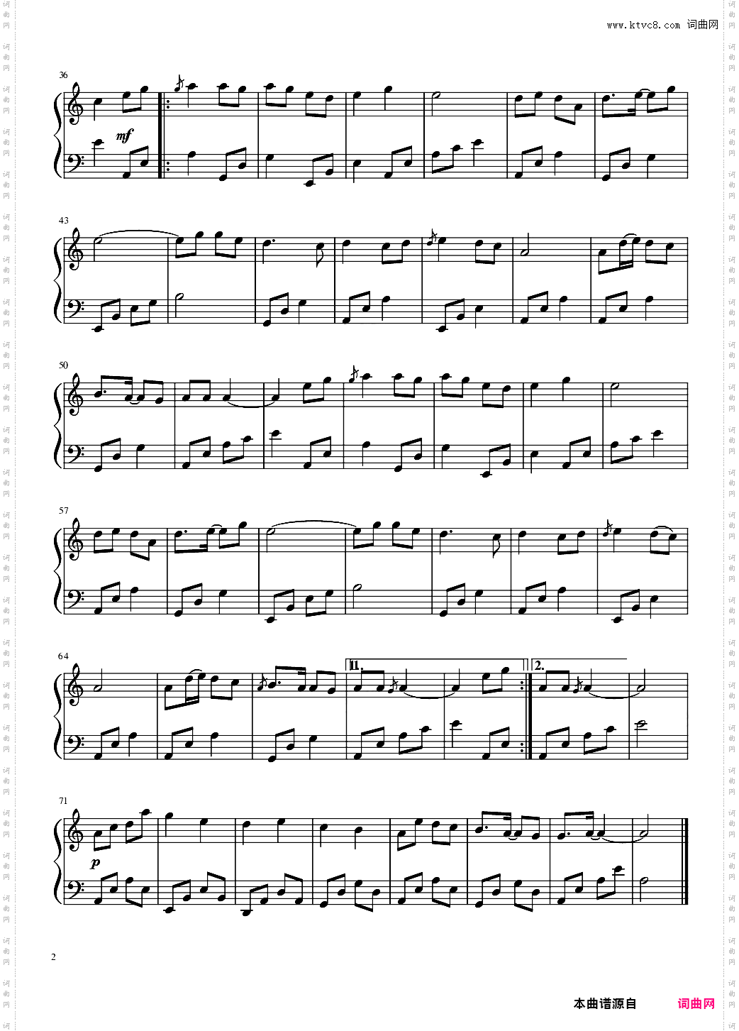 《你不是我从小想嫁的的大英雄》钢琴谱 新鹿鼎记 片尾曲