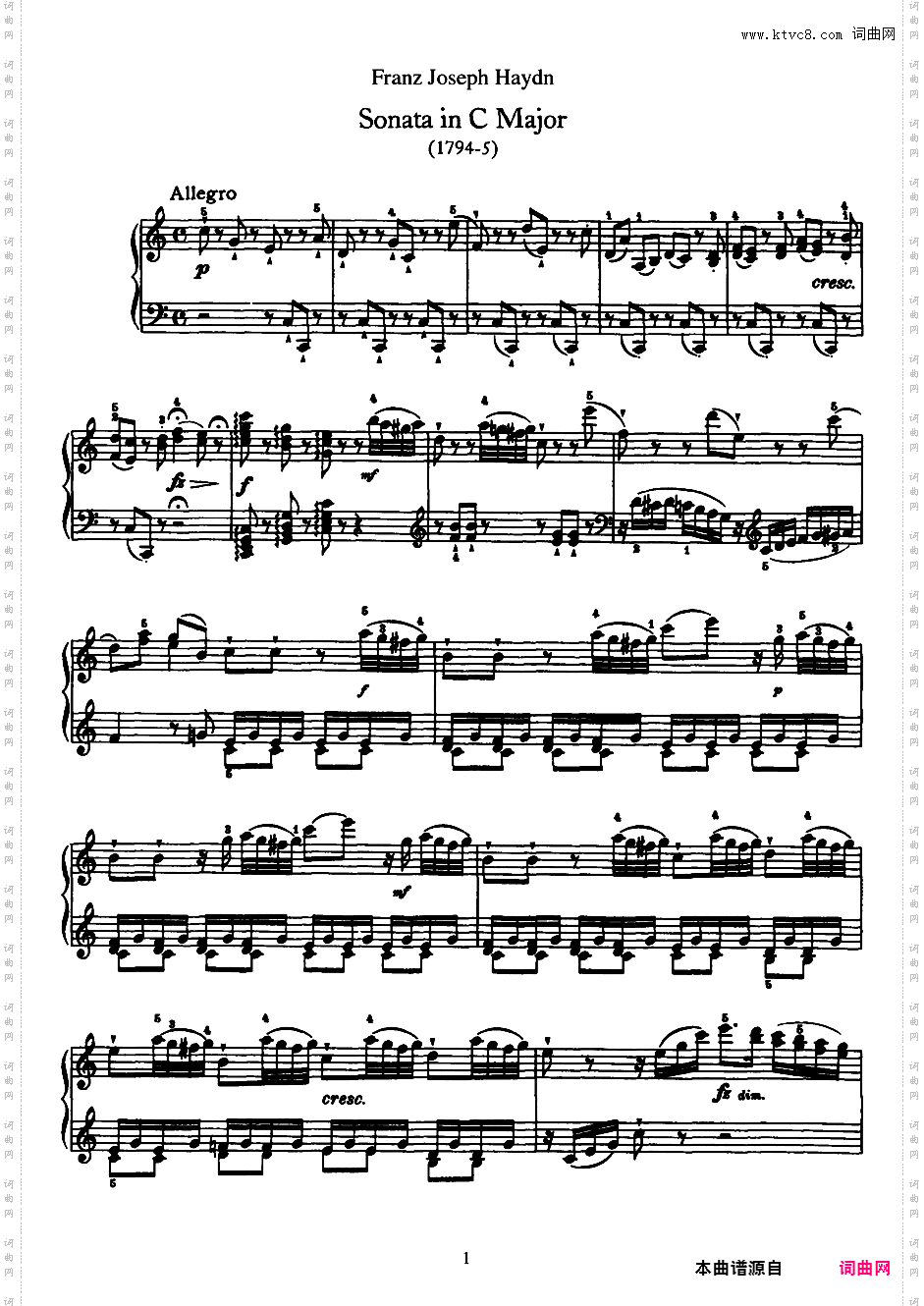 52首钢琴奏鸣曲 52 Piano SonatasPiano Sonata No 50 in C_NoRestriction