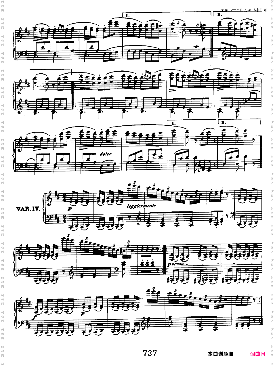 D大调主题变奏曲 Op·76