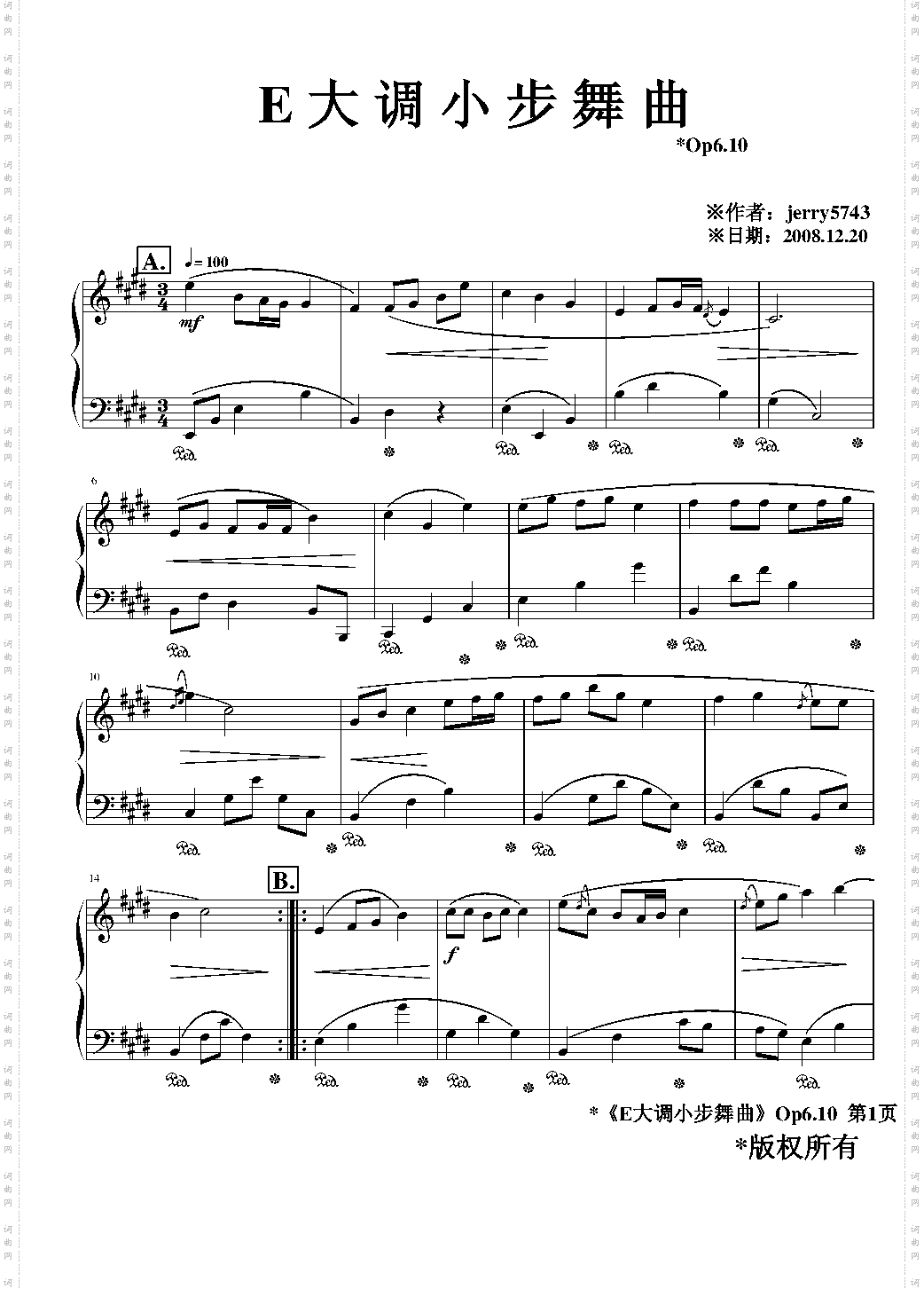 E大调小步舞曲Op6·10