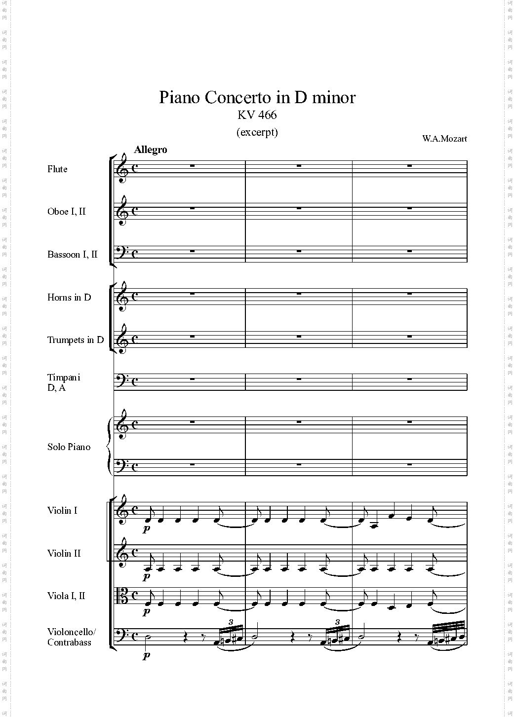 莫扎特kv466 d小调第20号钢琴协奏曲