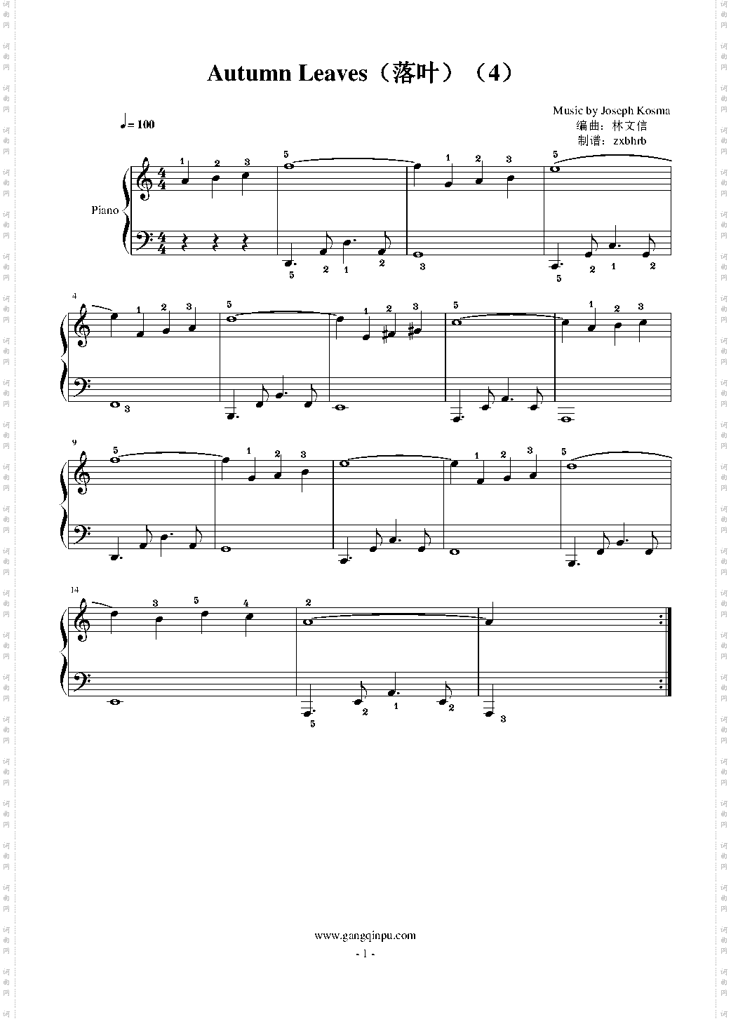 《Autumn Leaves落叶4》指法