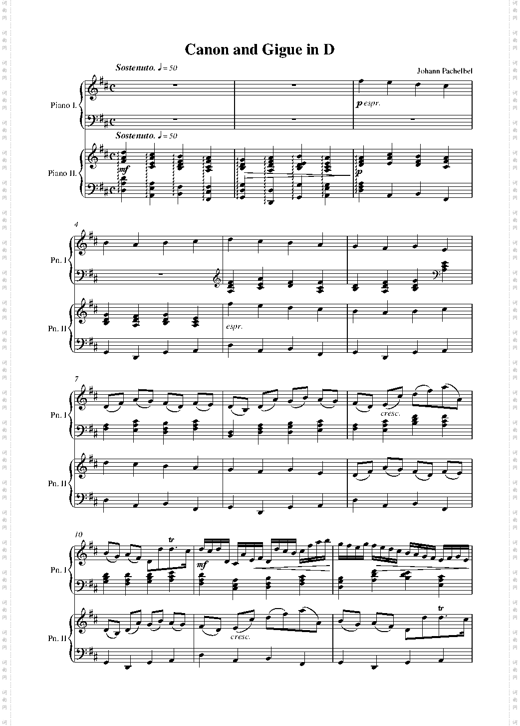 卡农 钢琴二重奏版