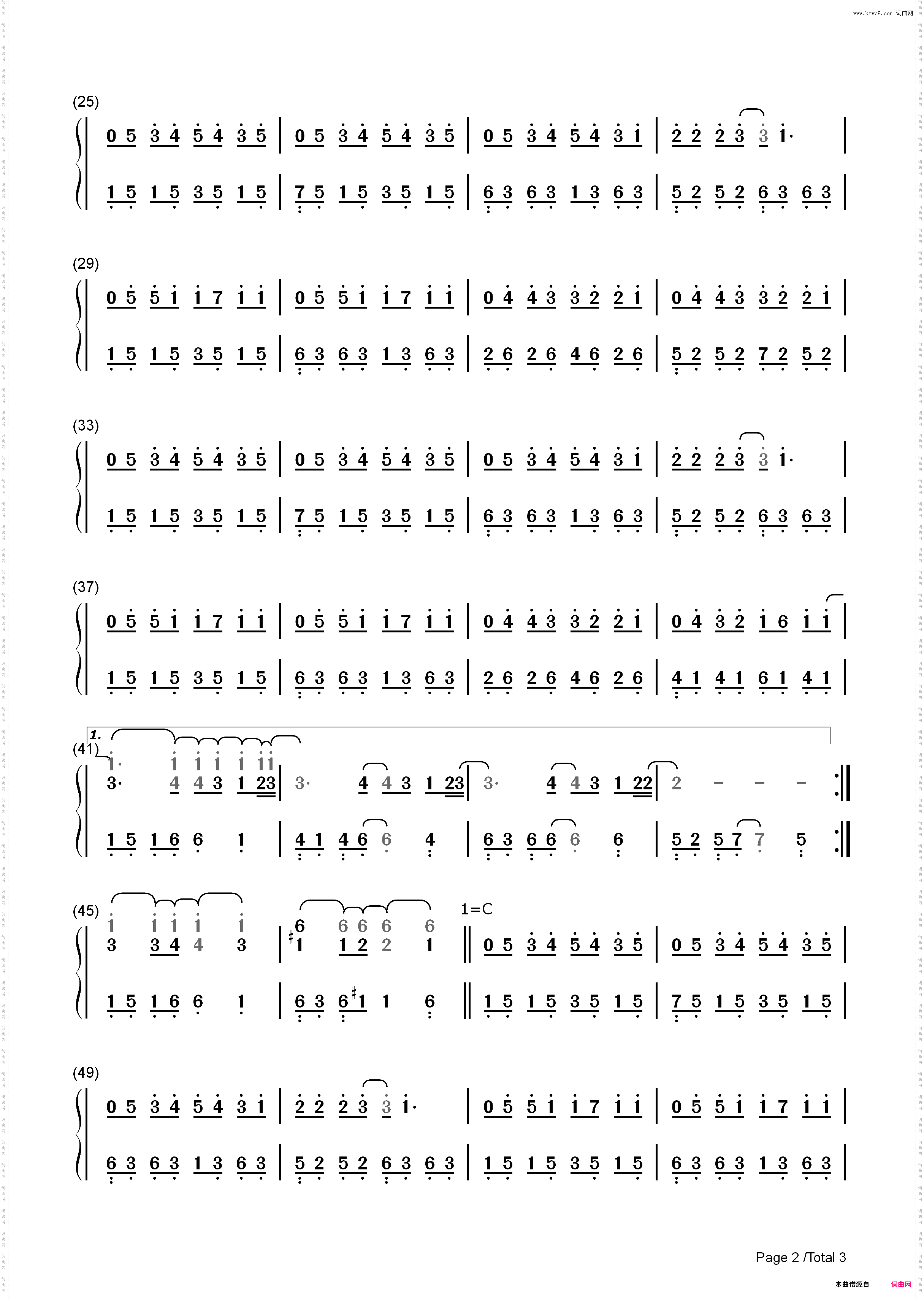 安静-周杰伦_简谱版