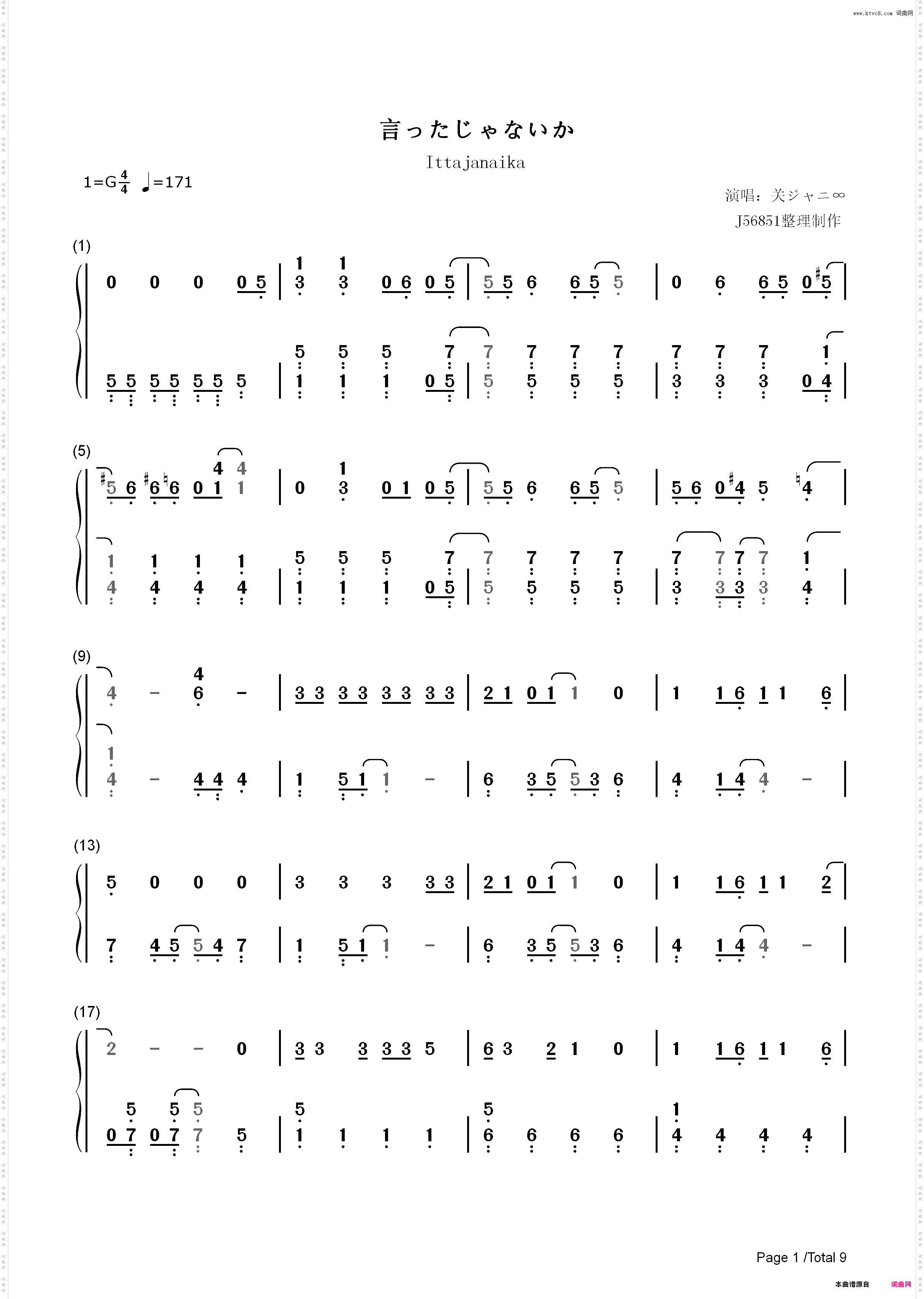 言ったじゃないか-对不起青春主题曲_简谱版