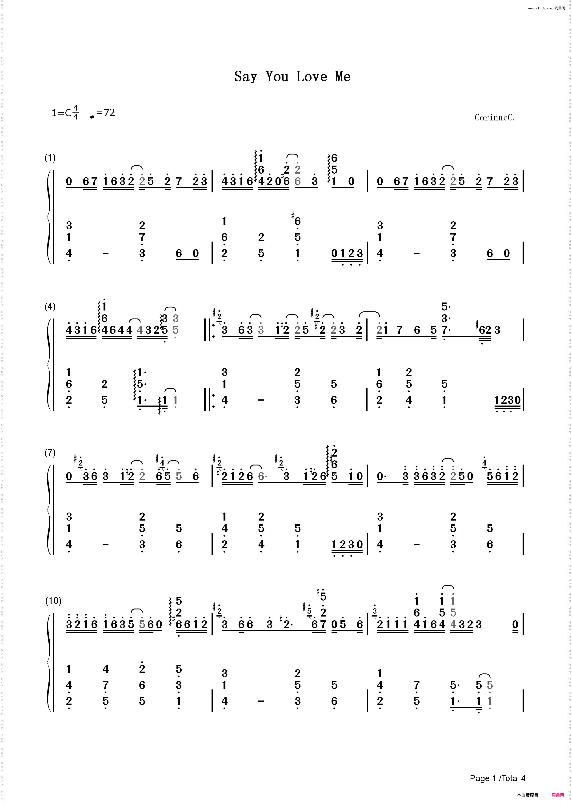 Say You Love Me-Patti Austin_简谱版