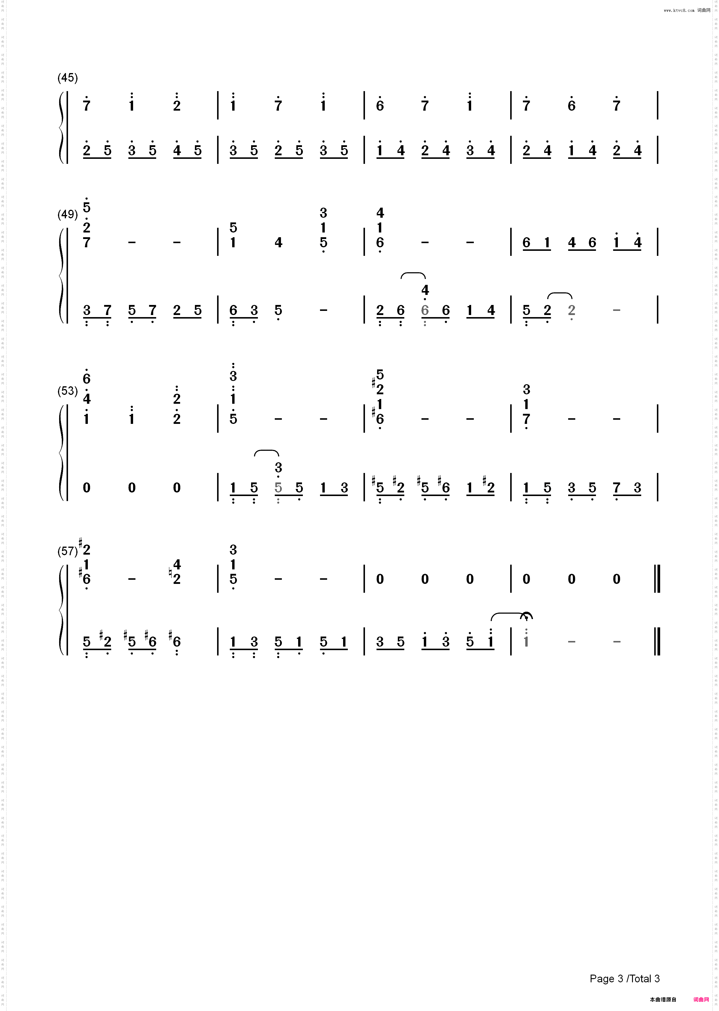 夜之歌-夜の歌-魔卡少女樱OST_简谱版