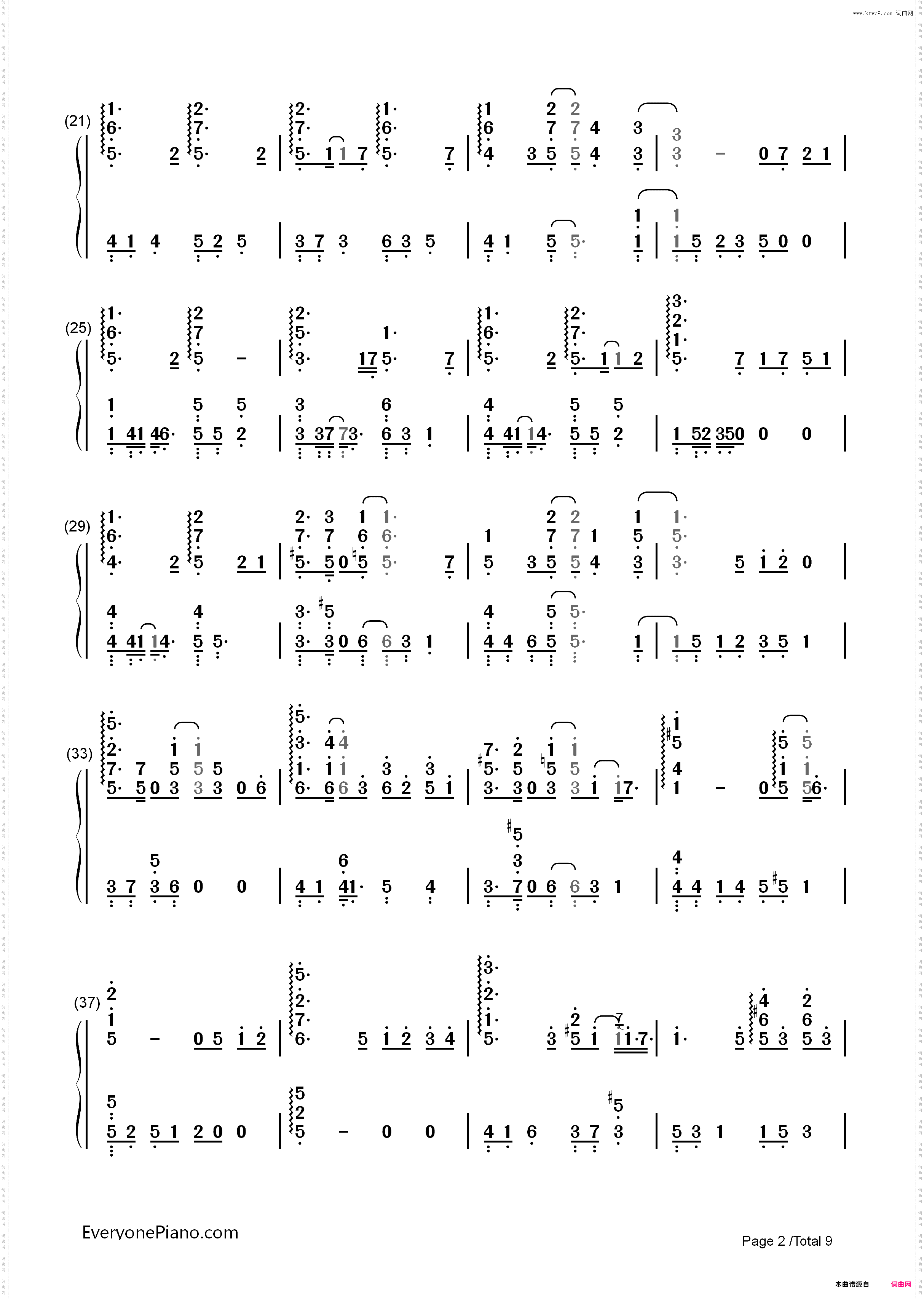 Pianissimo-初音ミク_简谱版