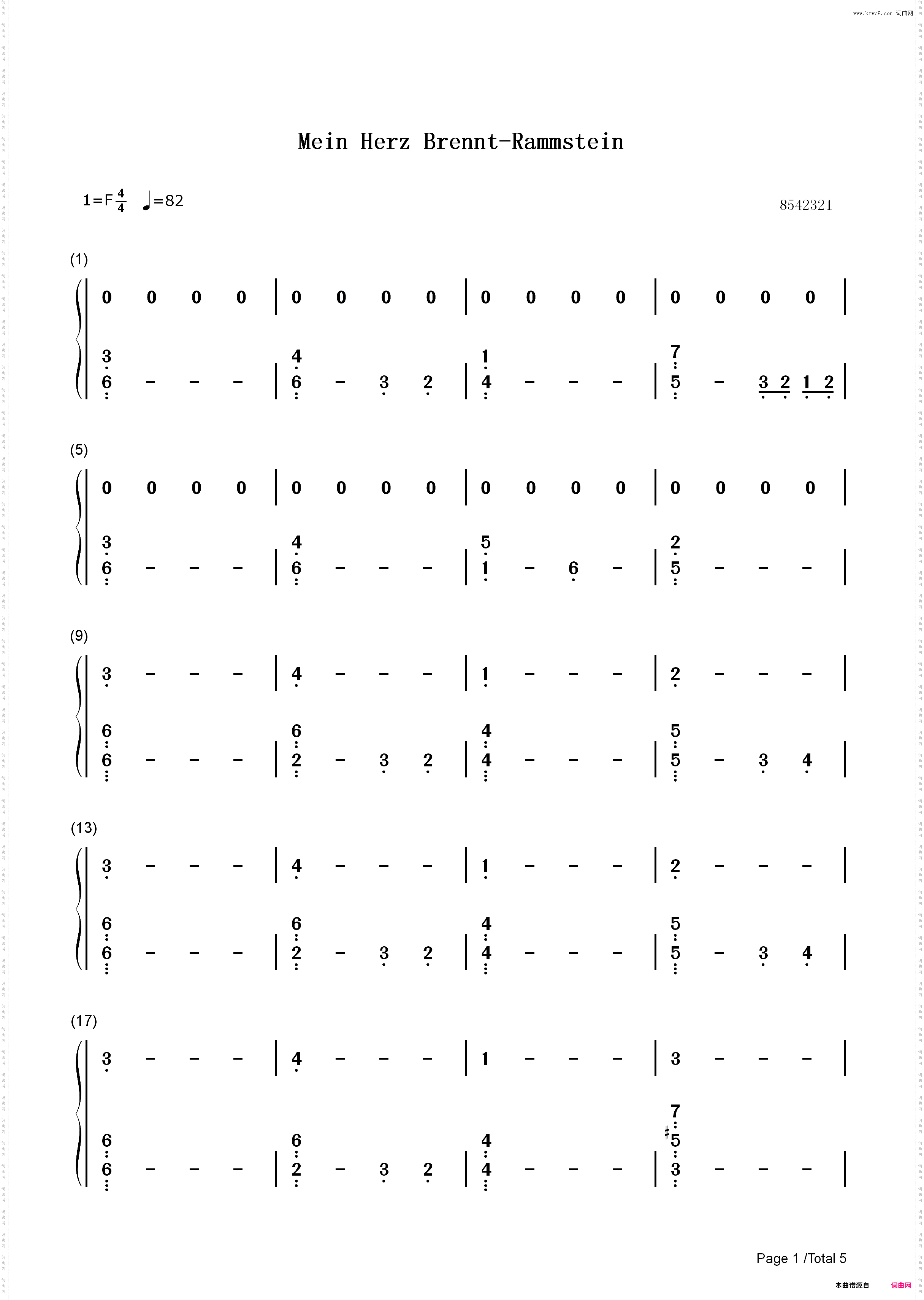 Mein Herz Brennt-Rammstein_简谱版