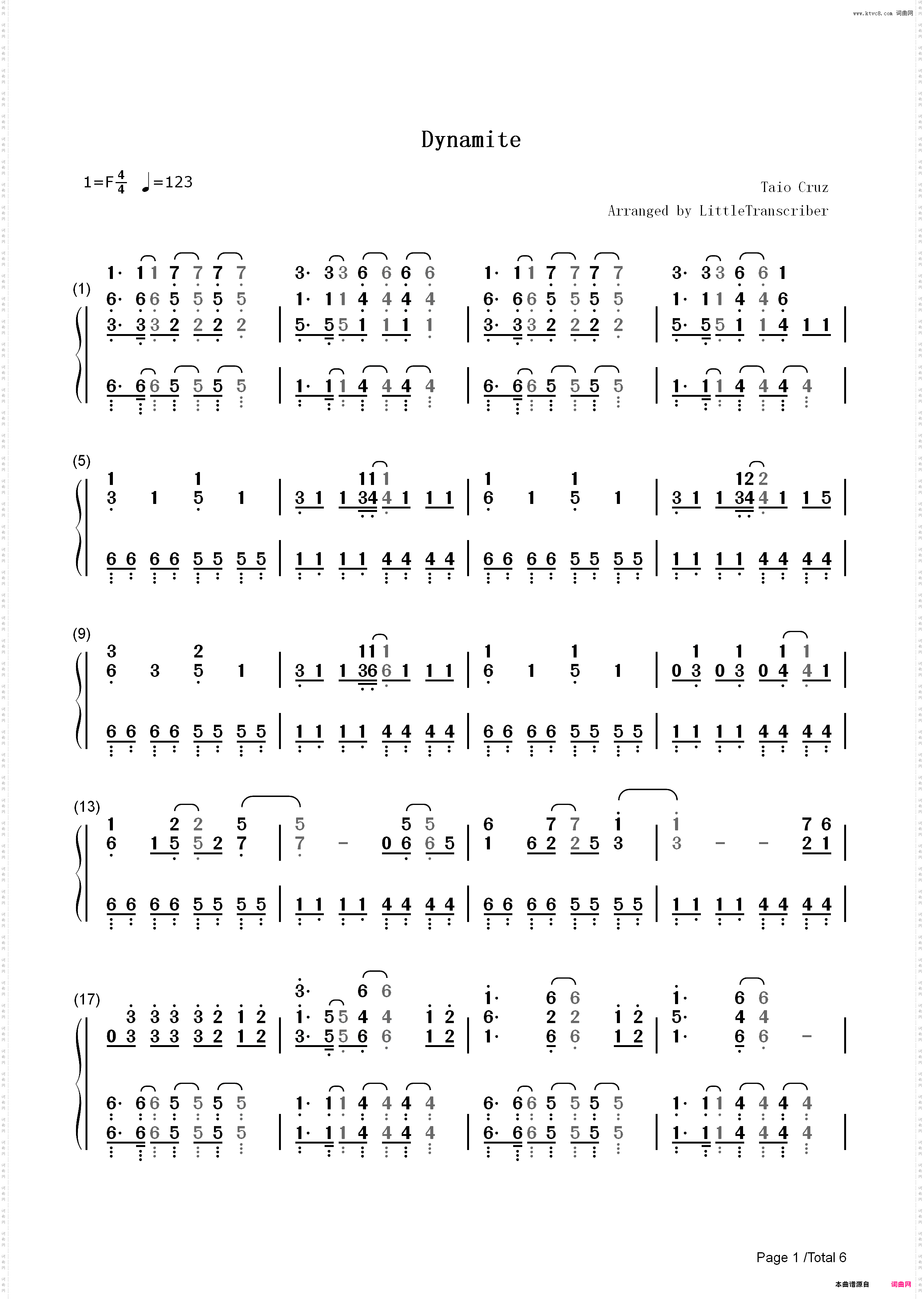 Dynamite-Taio Cruz_简谱版