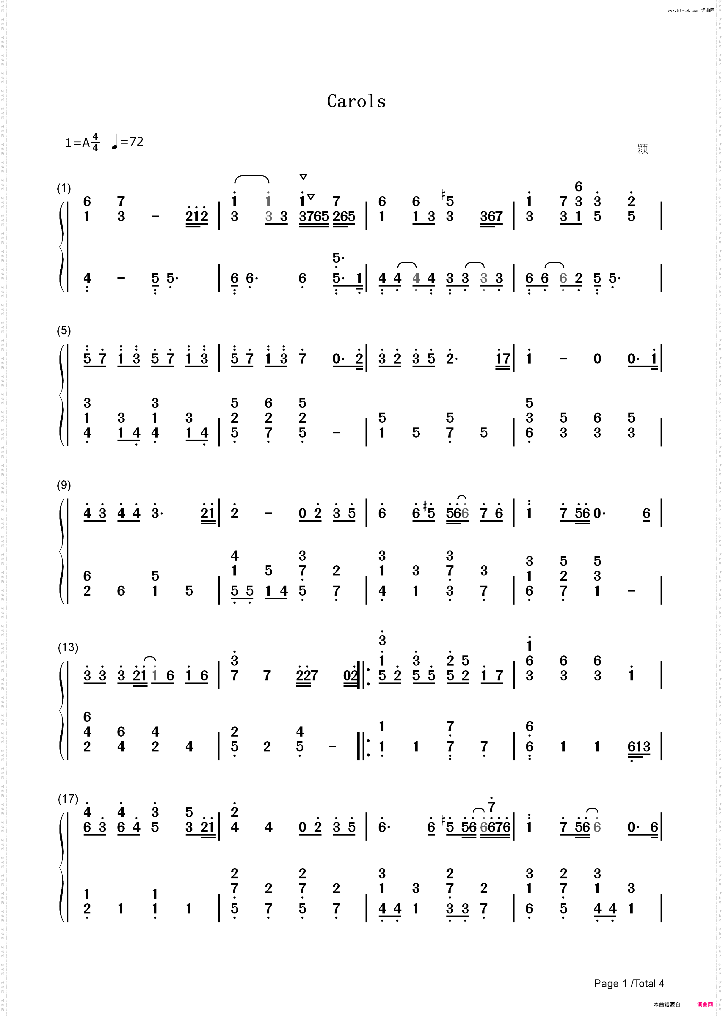 CAROLS-滨崎步_简谱版
