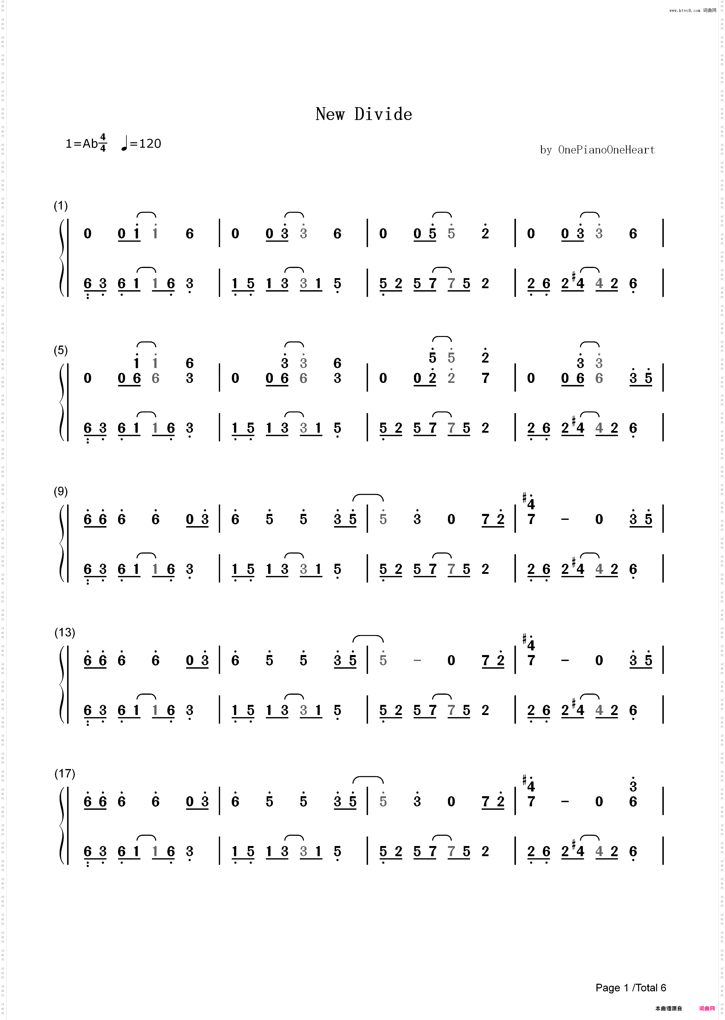New Divide-变形金刚2 主题歌_简谱版